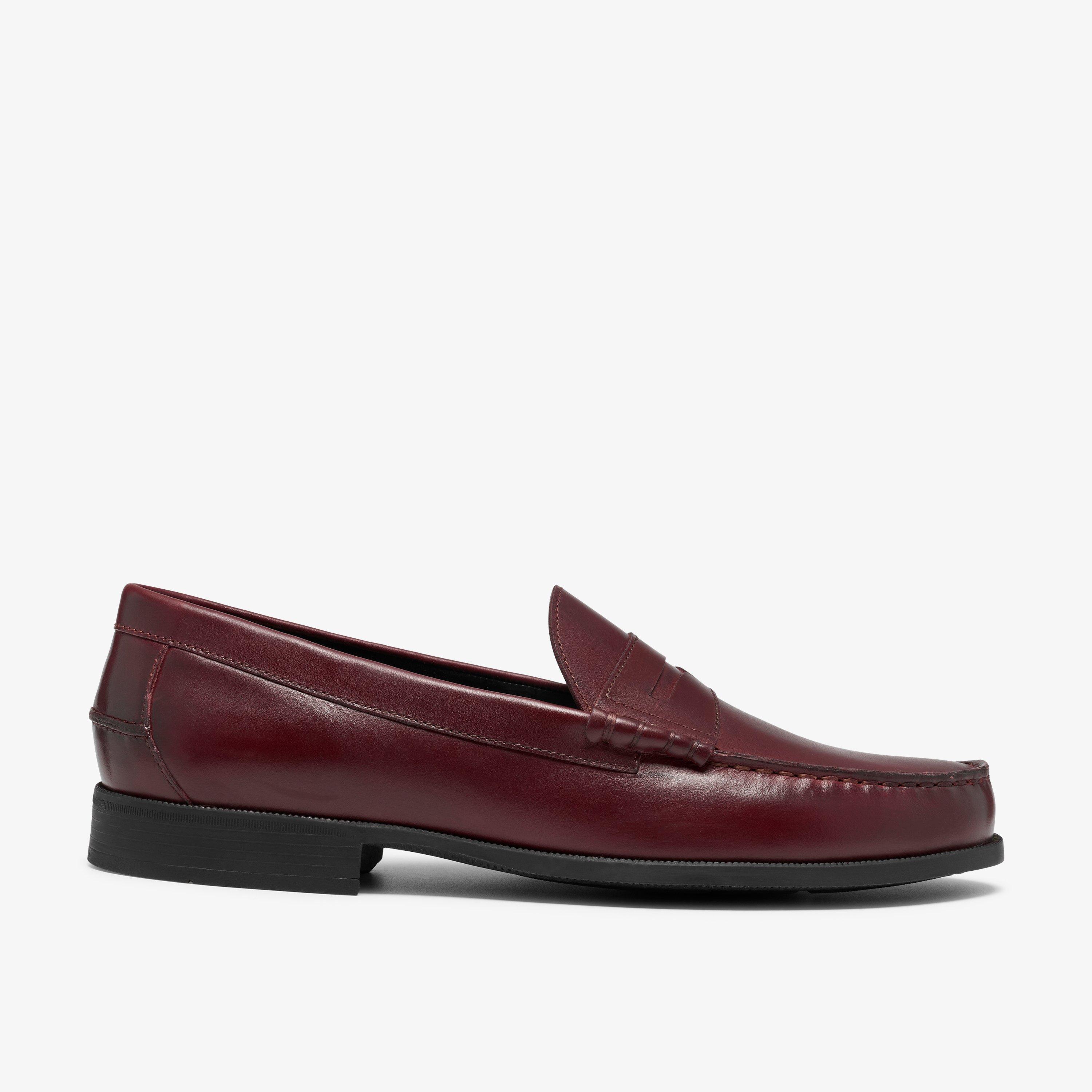 Stanbridge Lo Wine Leather Loafers Slip Ons, view 1 of 6