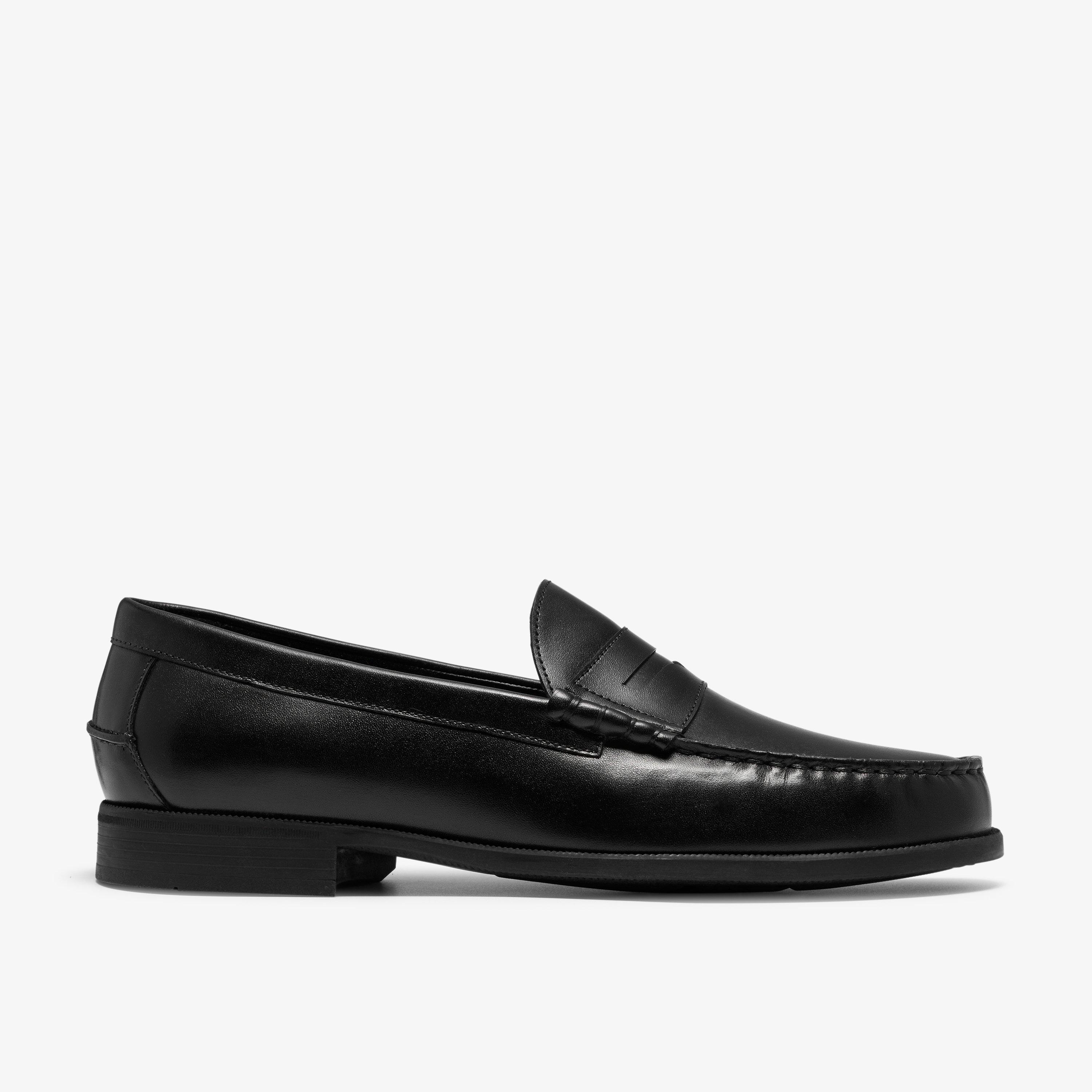 Stanbridge Lo Black Leather Loafers Slip Ons, view 1 of 6