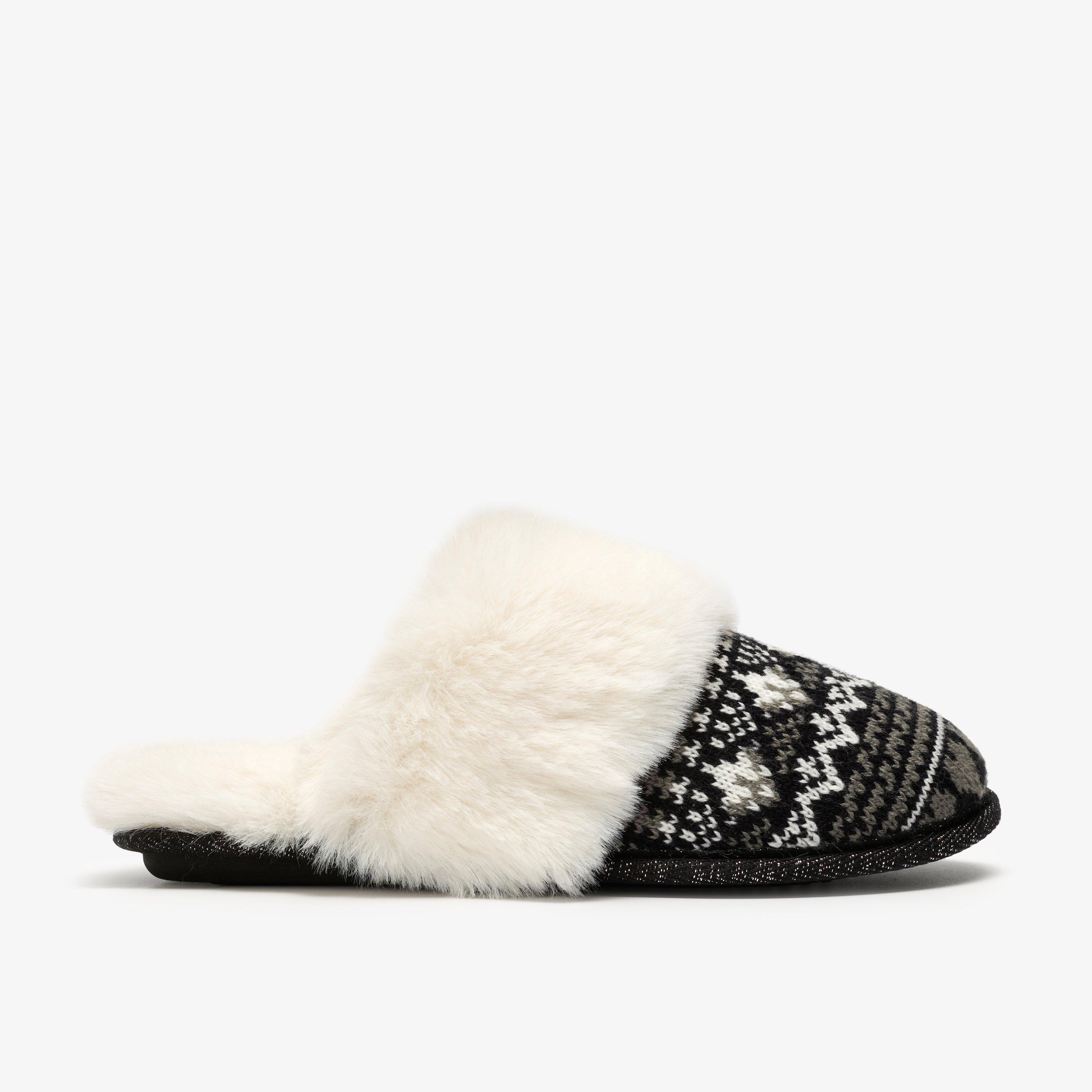 Naxia Festive Black Interest Slippers, view 1 of 6