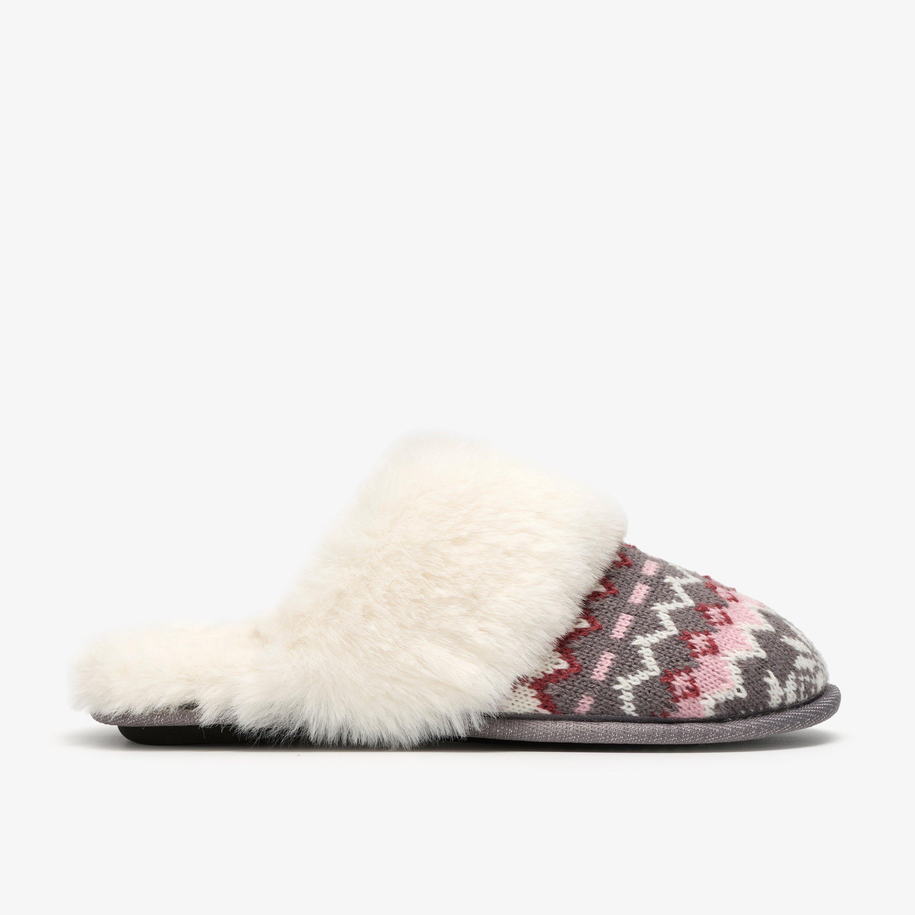 Naxia Festive Grey Interest Slippers, view 1 of 6