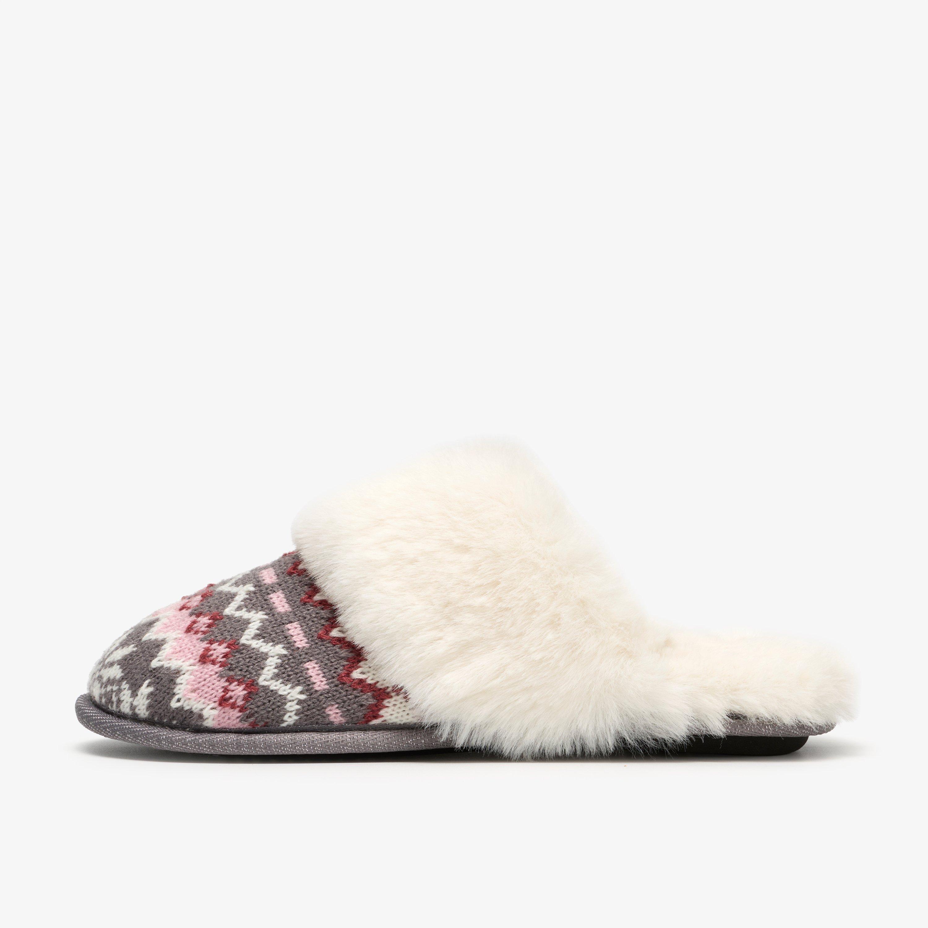 Naxia Festive Grey Interest Slip Ons Slippers, view 2 of 6