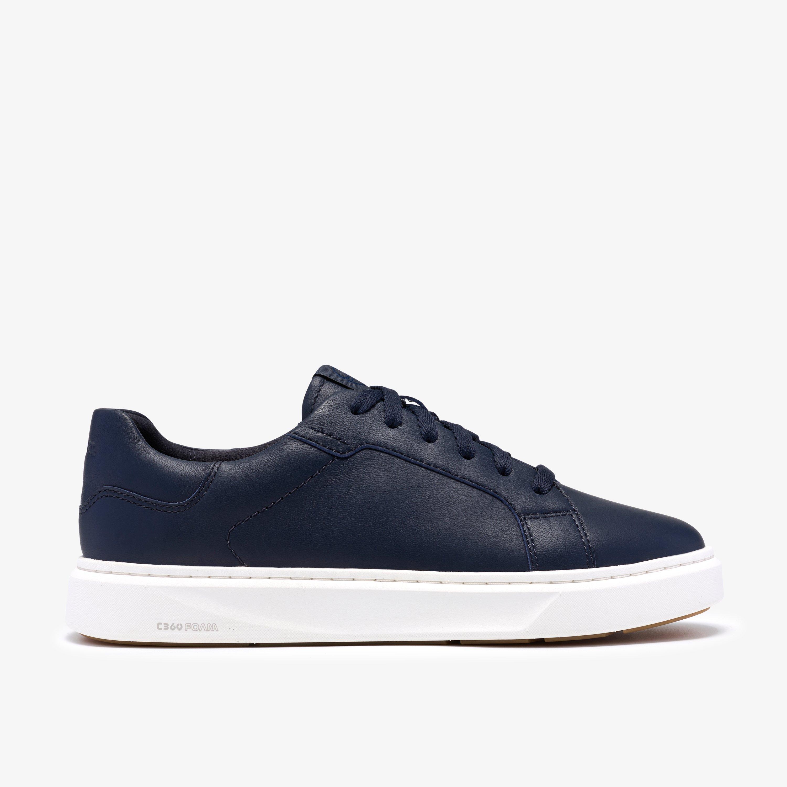 Code C Lace Navy Leather Trainers Lace Up, view 1 of 10