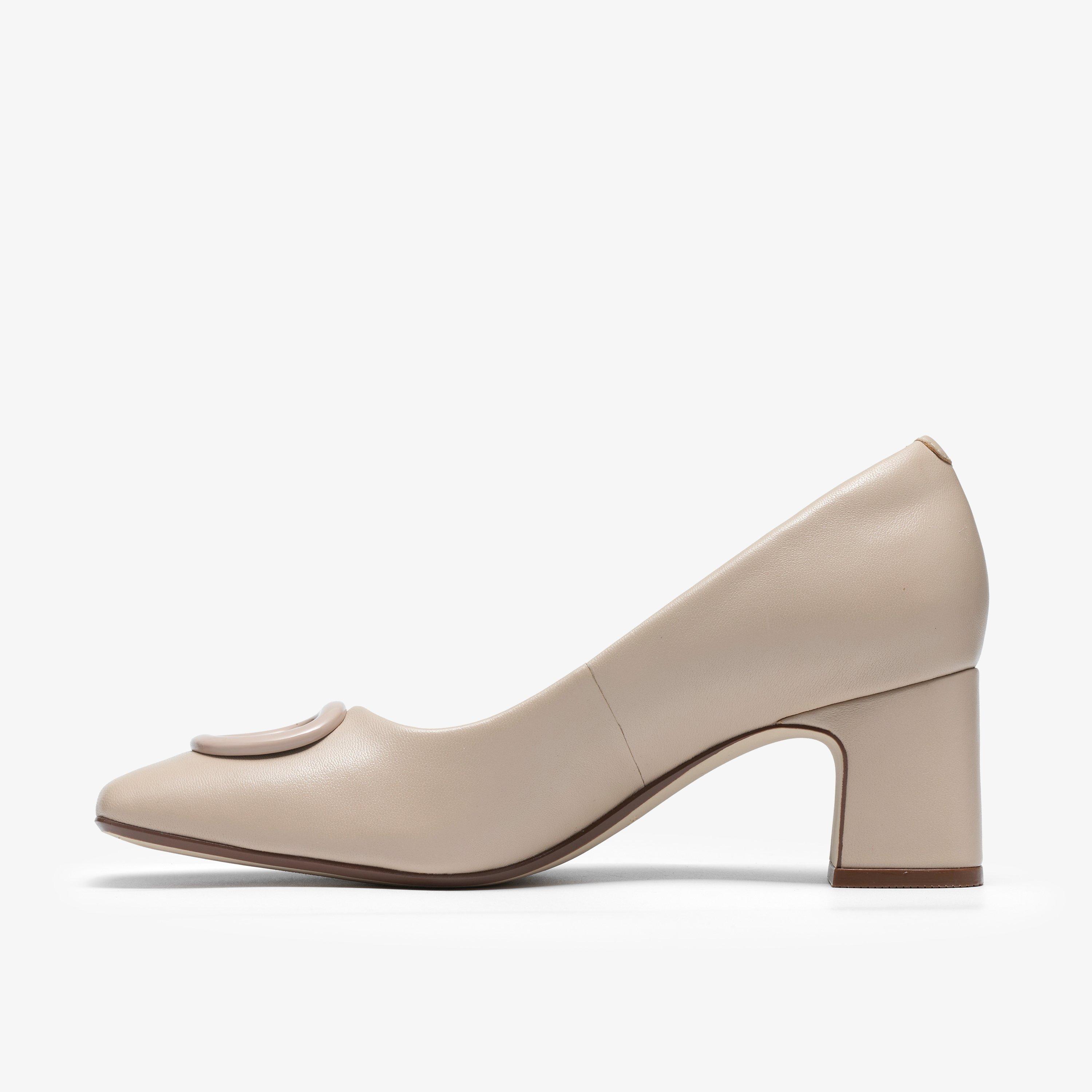 Fernie Lane Sand Leather Court Shoes Slip Ons High Heels, view 2 of 6