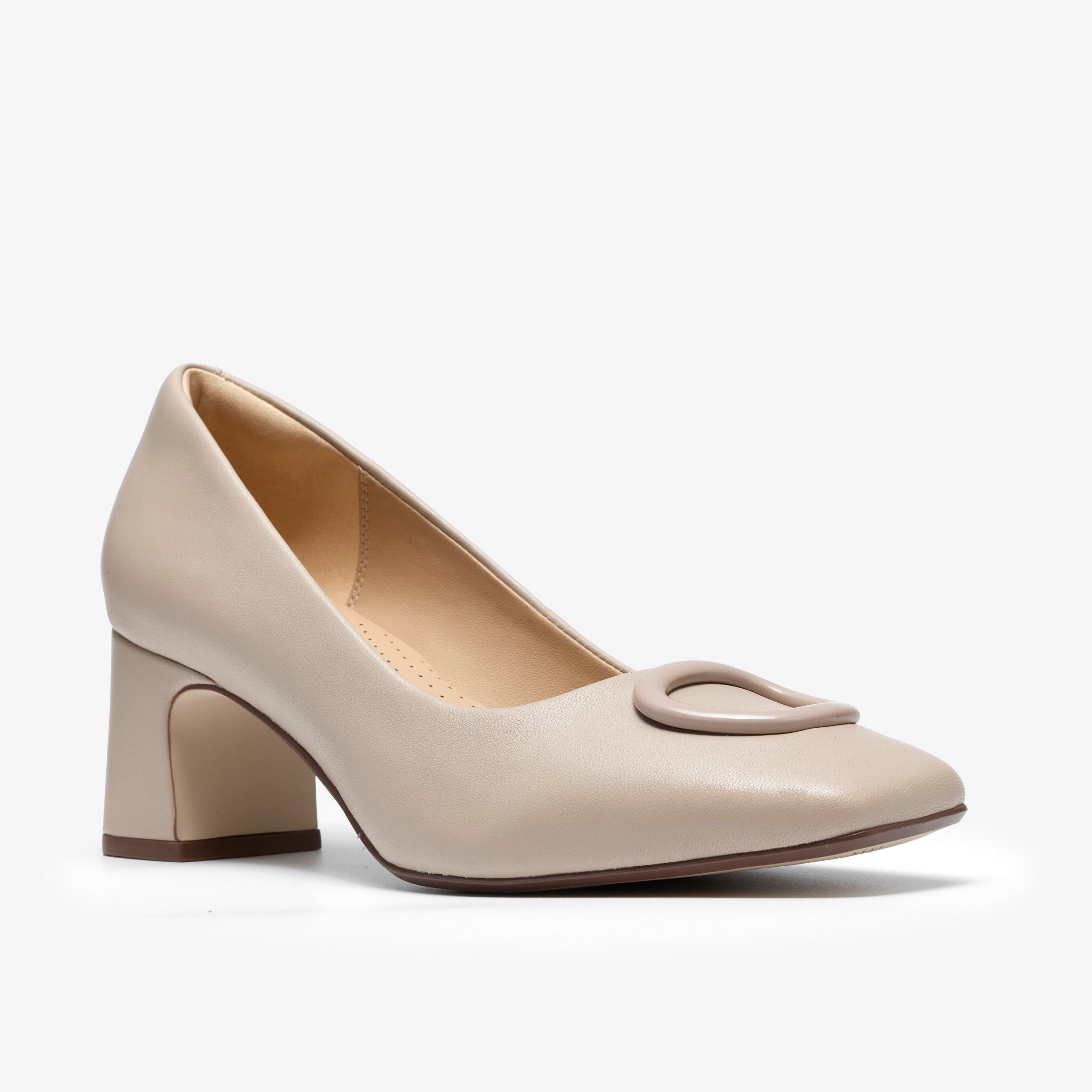 Fernie Lane Sand Leather Court Shoes Slip Ons High Heels, view 4 of 6
