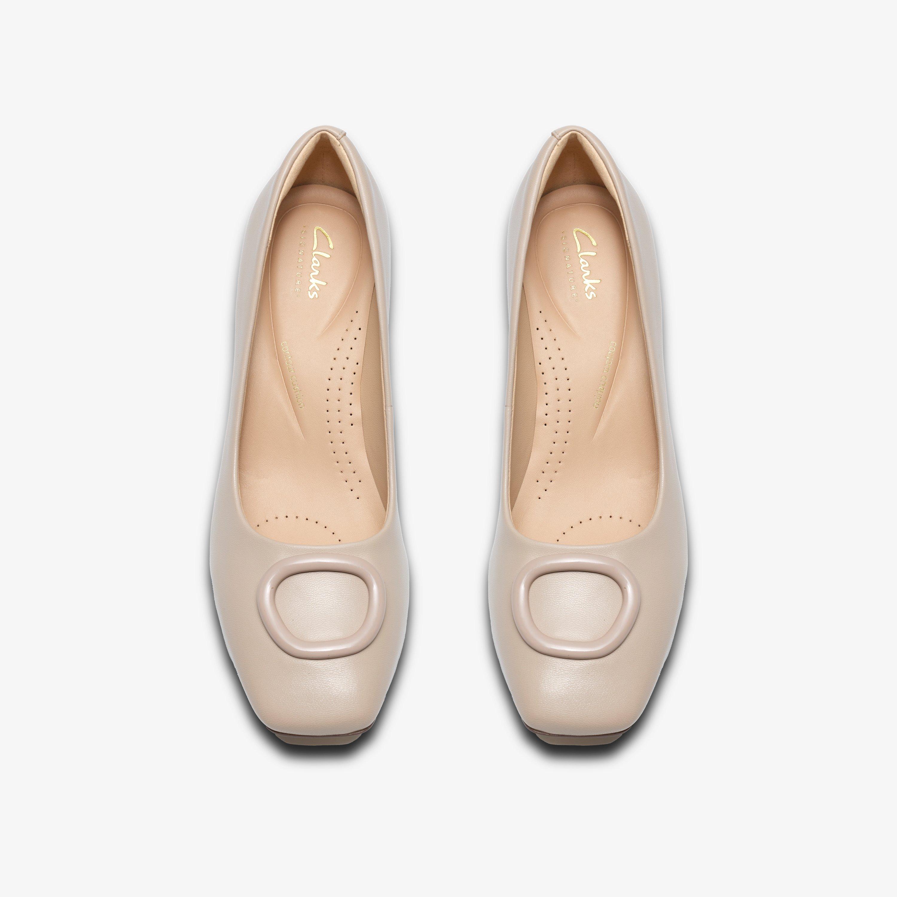 Fernie Lane Sand Leather Court Shoes Slip Ons High Heels, view 6 of 6
