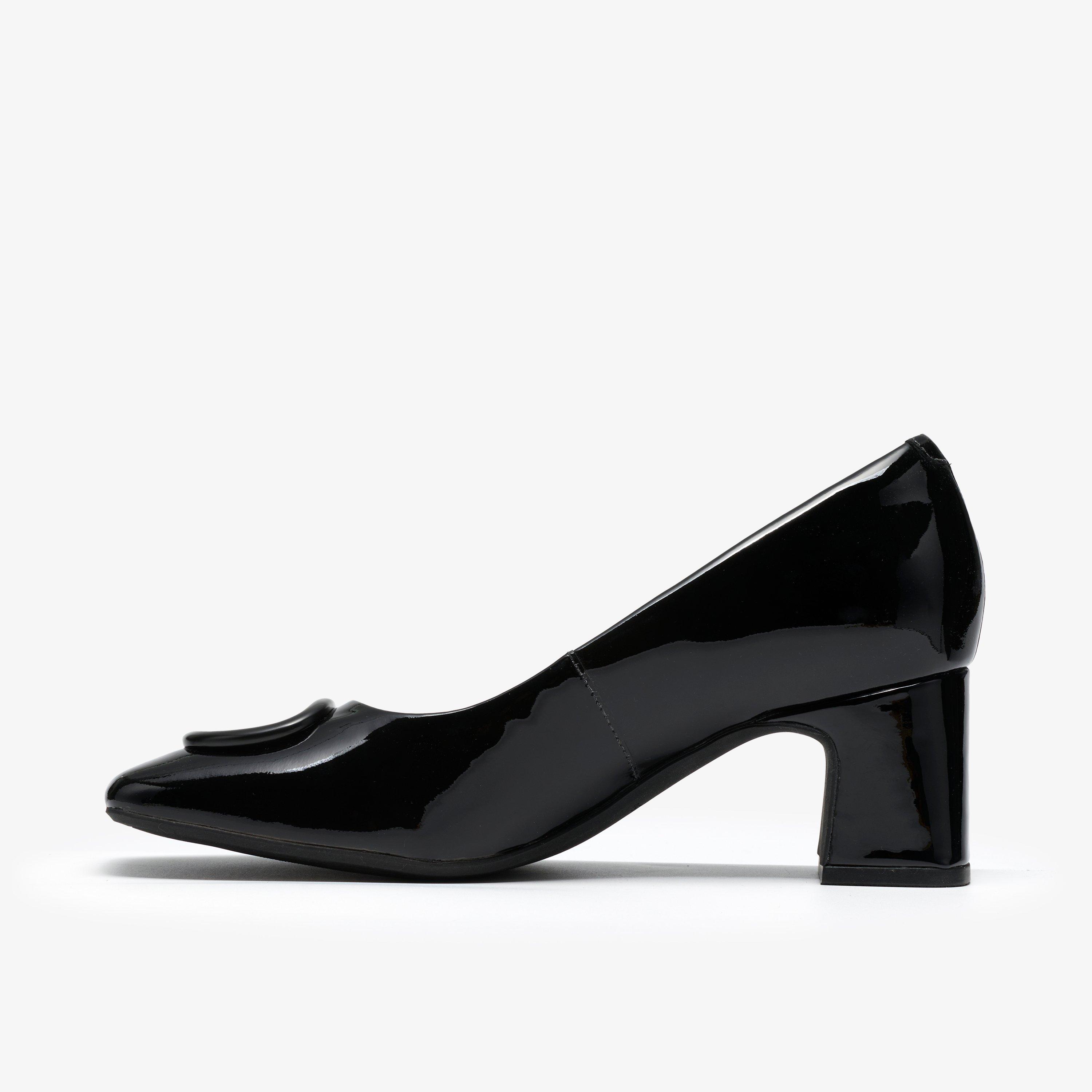 Fernie Lane Black Patent Court Shoes Slip Ons High Heels, view 2 of 6