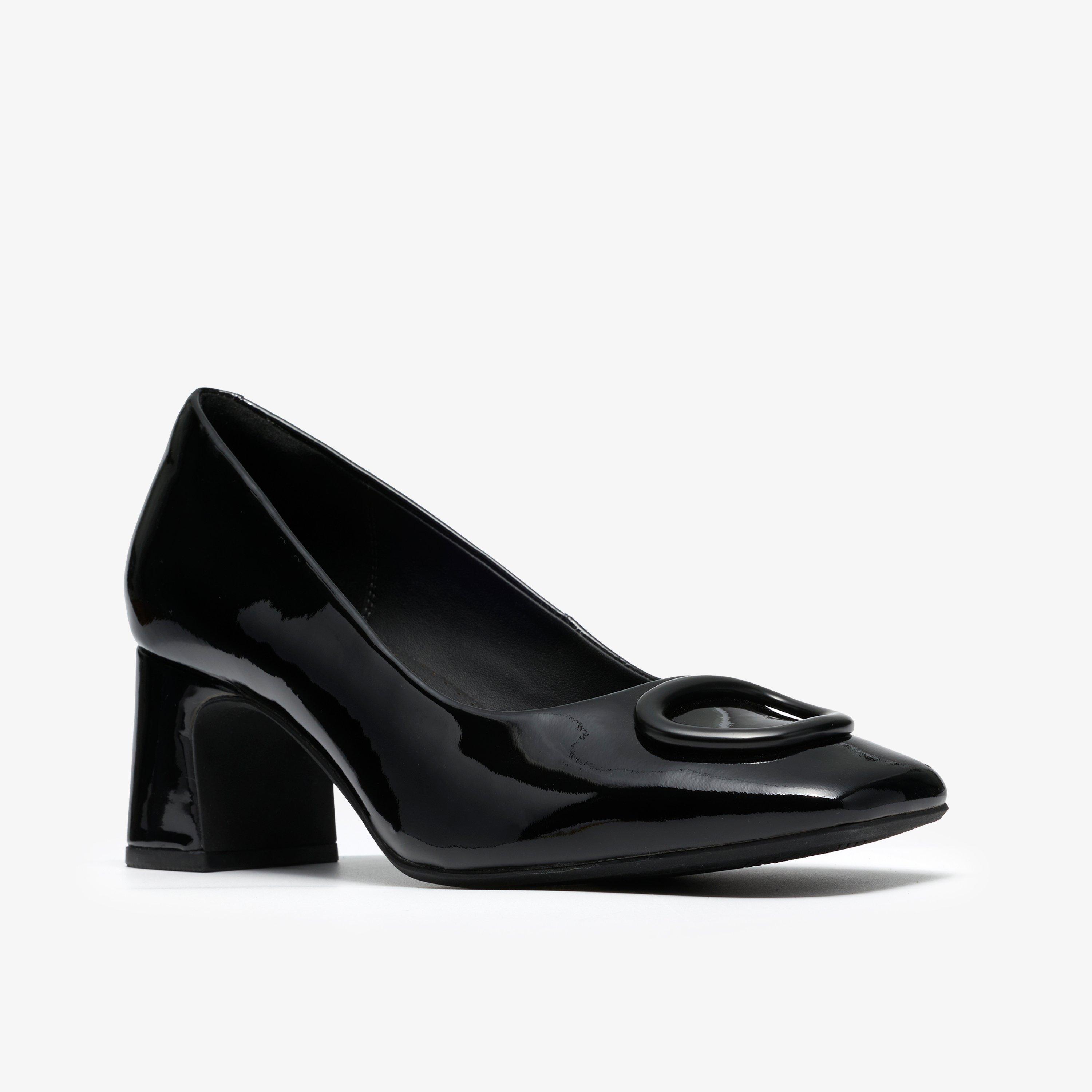 Fernie Lane Black Patent Court Shoes Slip Ons High Heels, view 4 of 6
