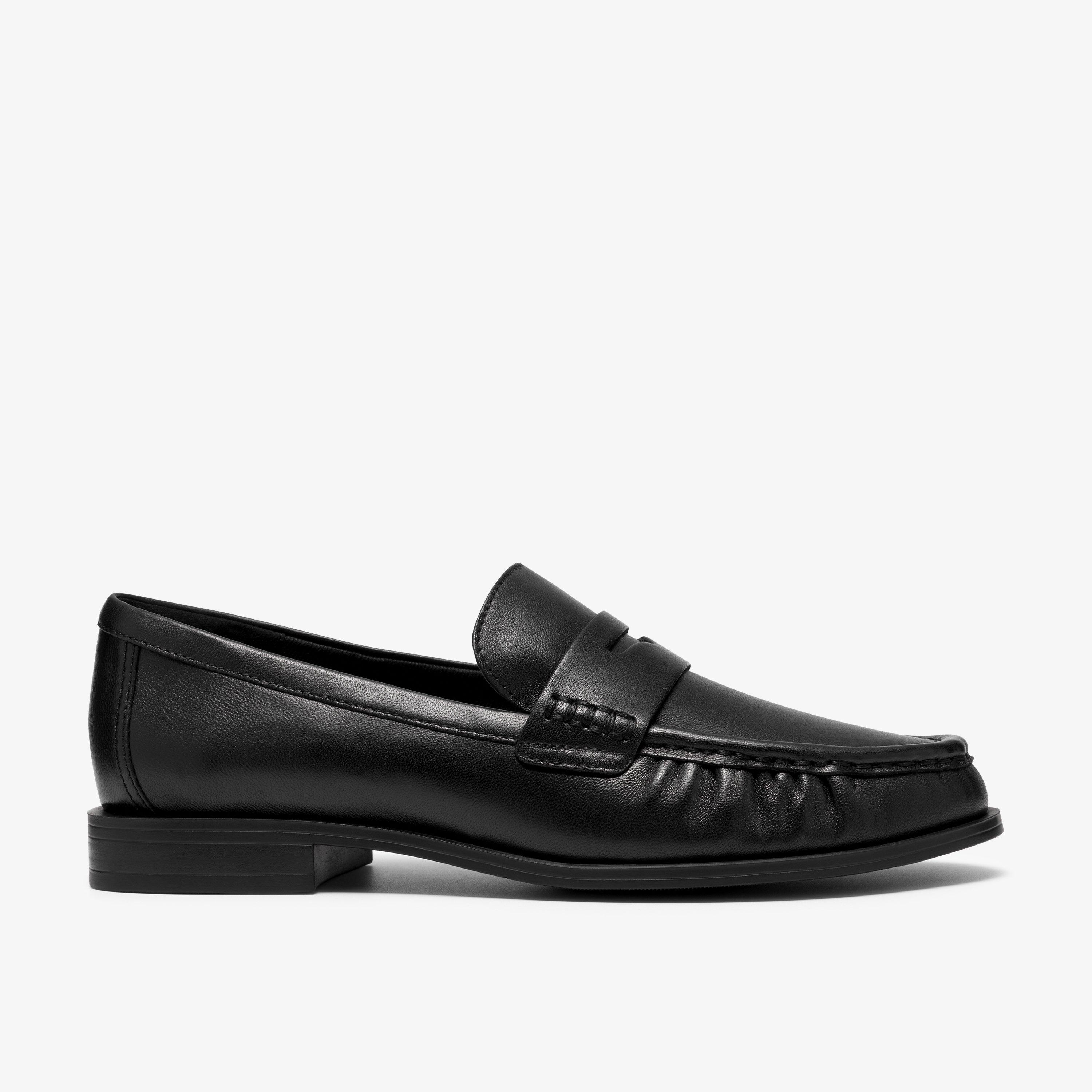 Alixea Walk Black Leather Loafers Slip Ons, view 1 of 6