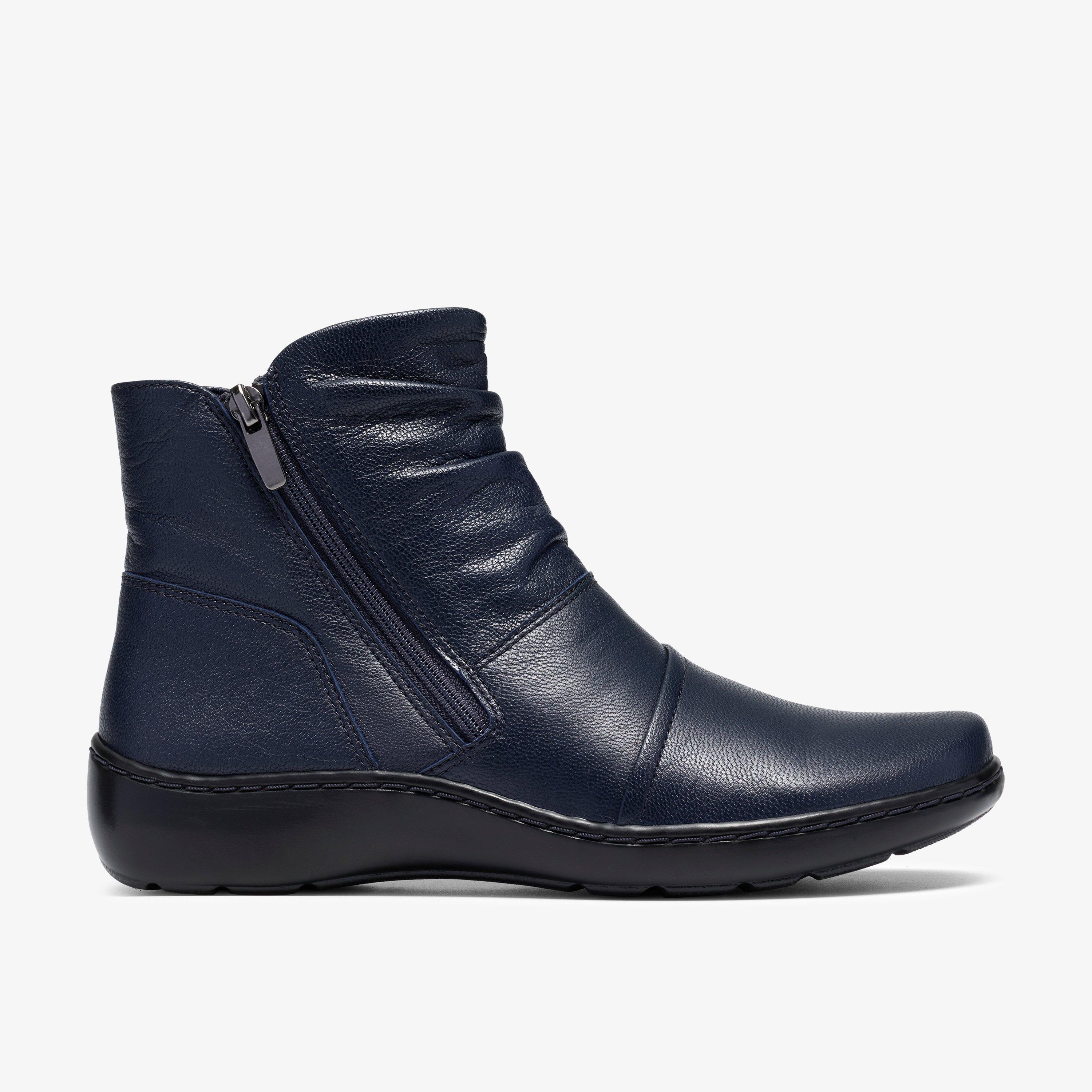Cora Pace Navy Leather Ankle Boots, view 1 of 6