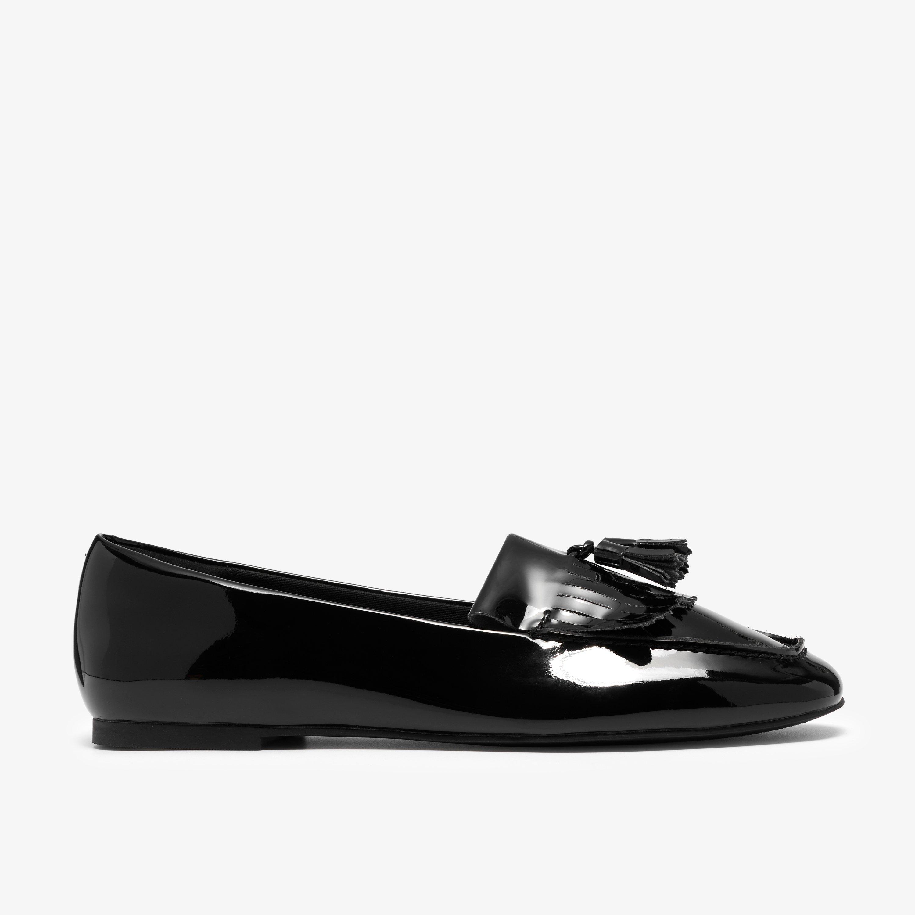 Glade Tassel Black Patent Slip Ons Ballet Pumps, view 1 of 6