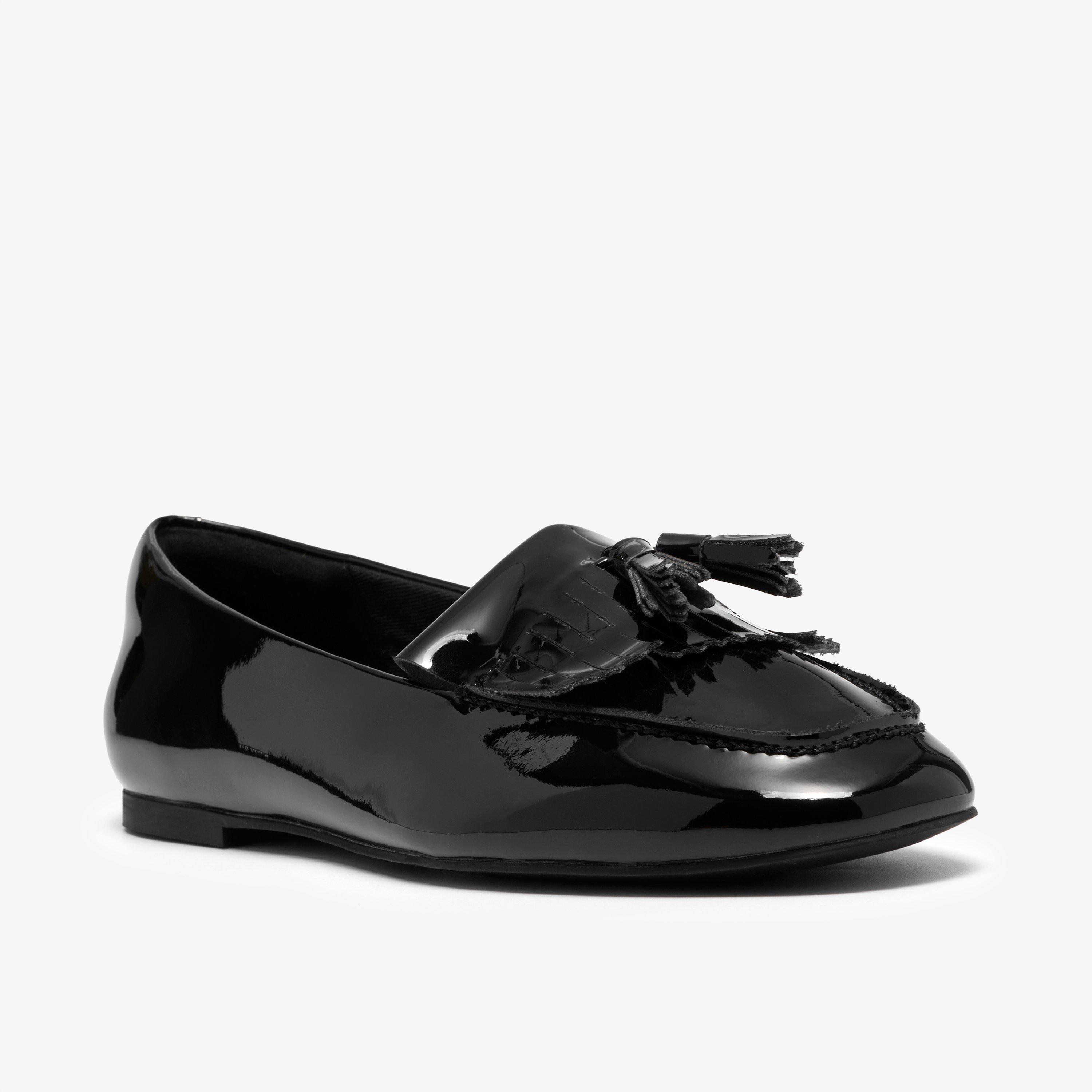 Glade Tassel Black Patent Slip Ons Ballet Pumps, view 4 of 6