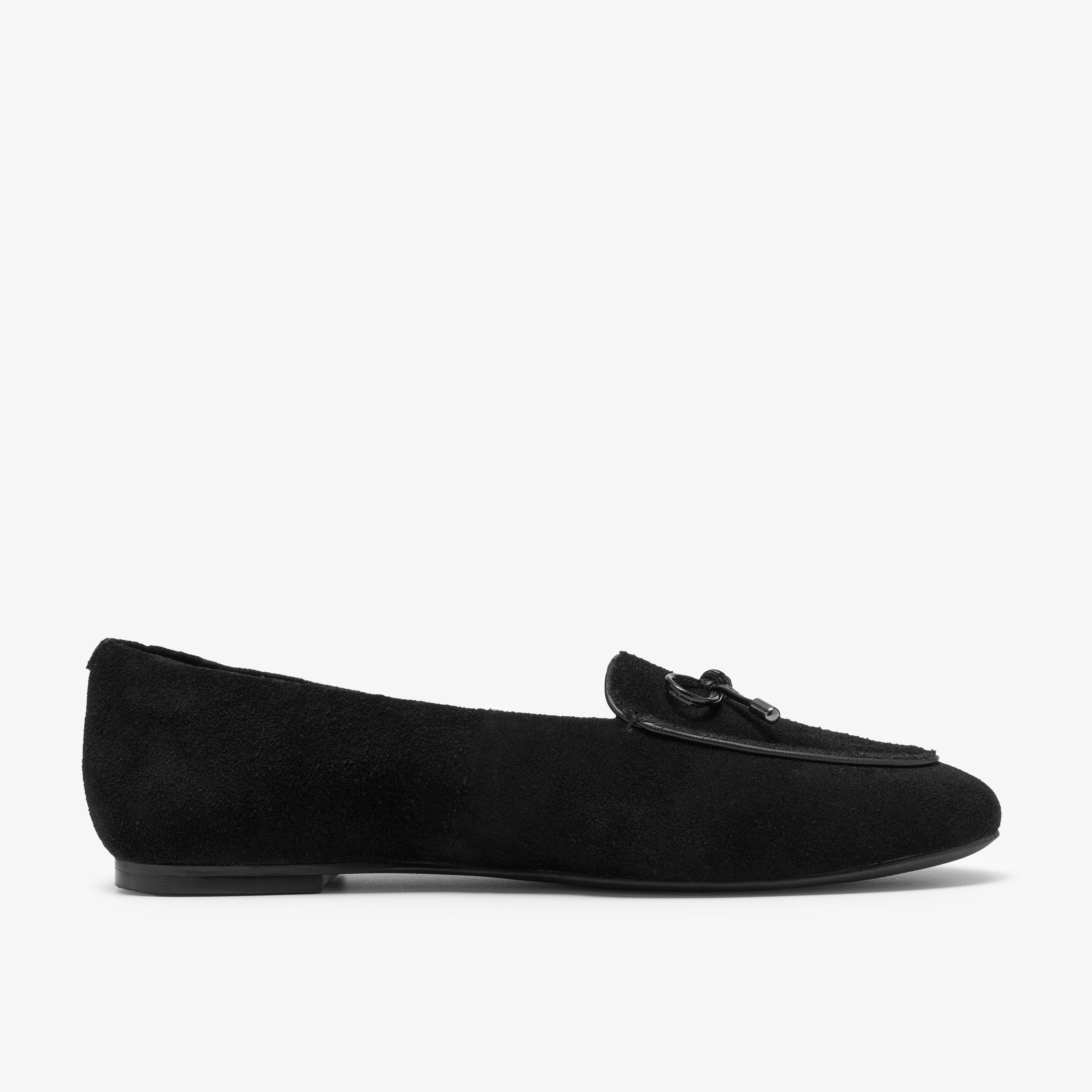 Leven Bow Black Suede Slip Ons Ballet Pumps, view 1 of 6