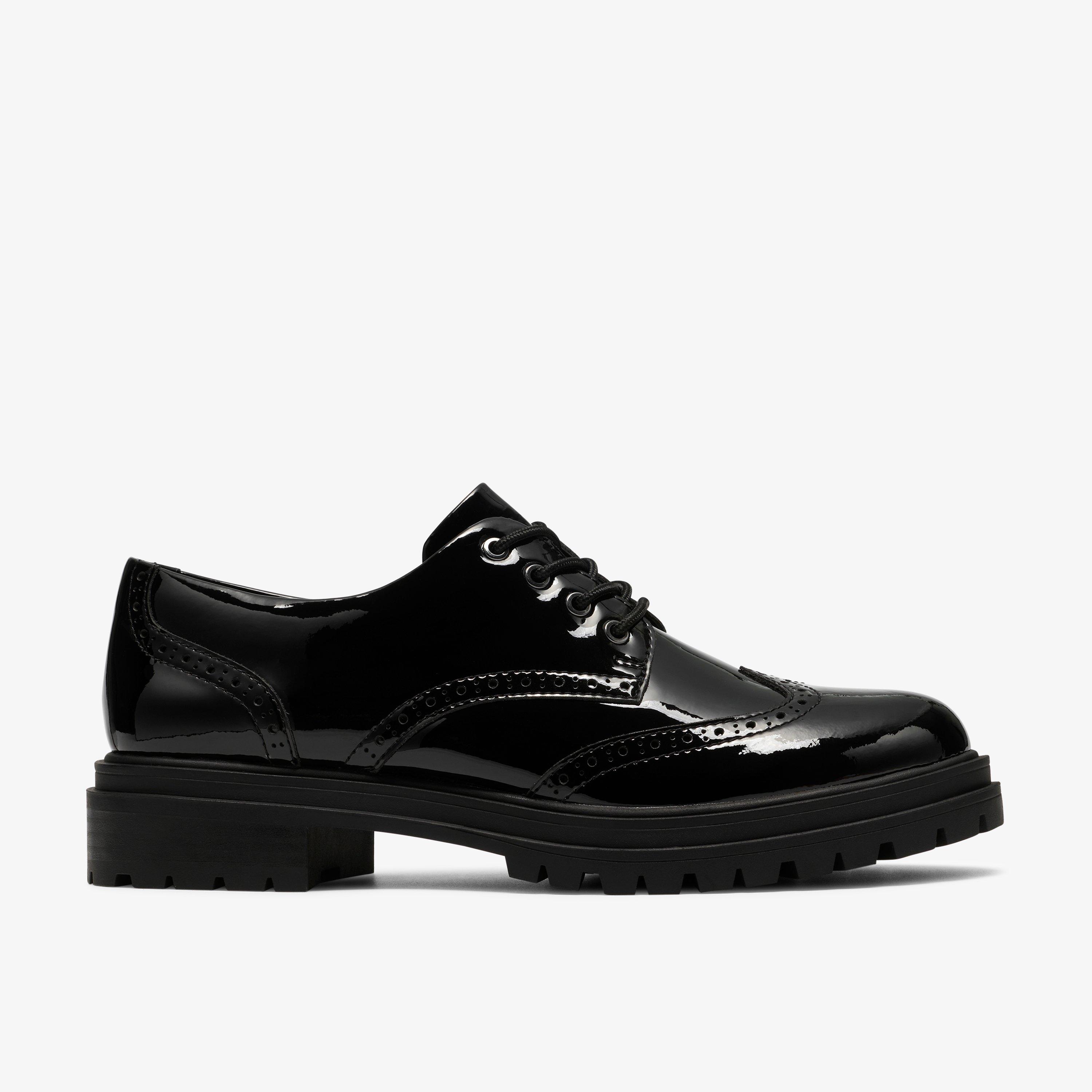 Brena Lace Black Patent Derby Shoes Lace Up, view 1 of 6