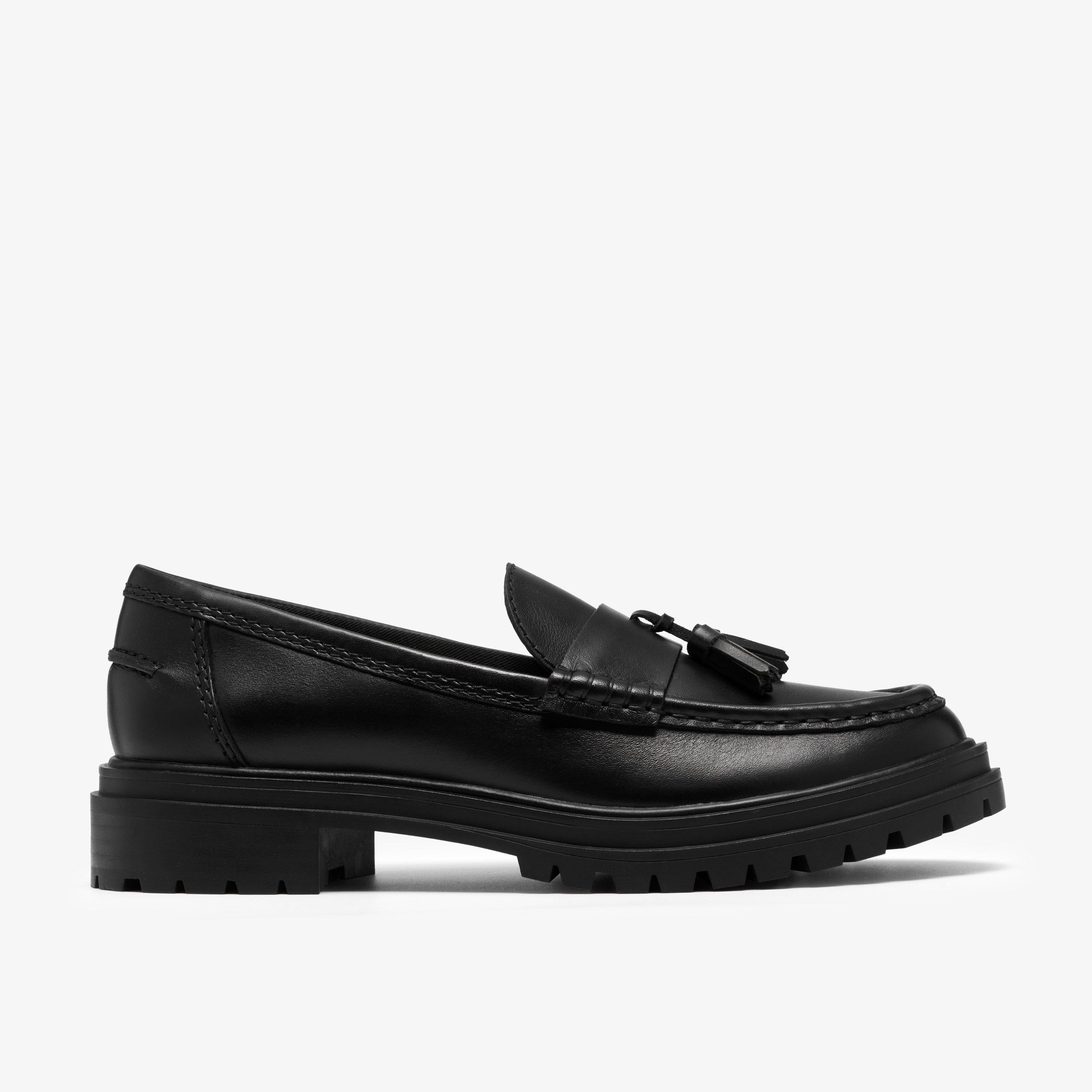 Brena Edge Black Leather Loafers Slip Ons, view 1 of 6