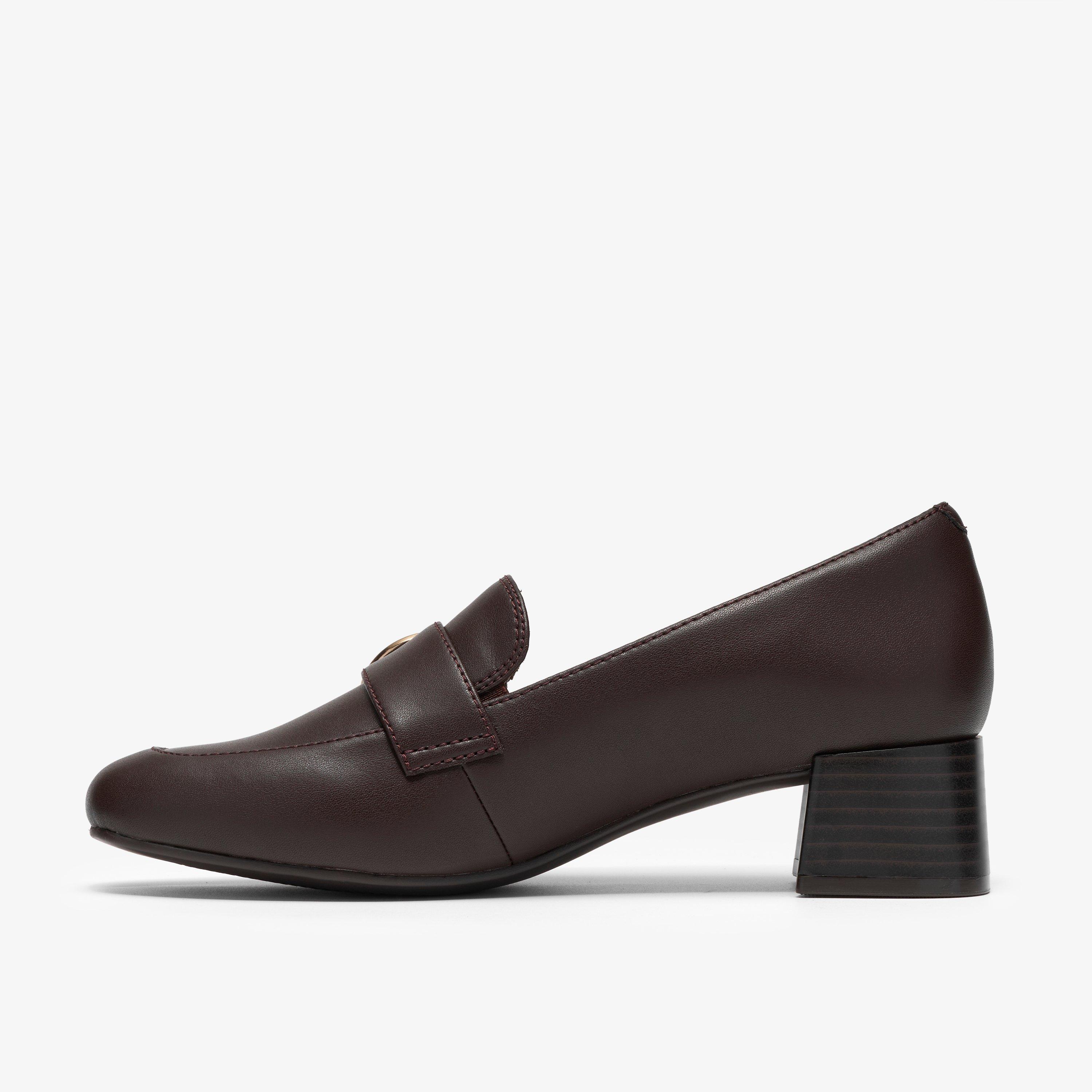 Iridessa Wish Dark Brown Heels Court Shoes Slip Ons, view 2 of 6