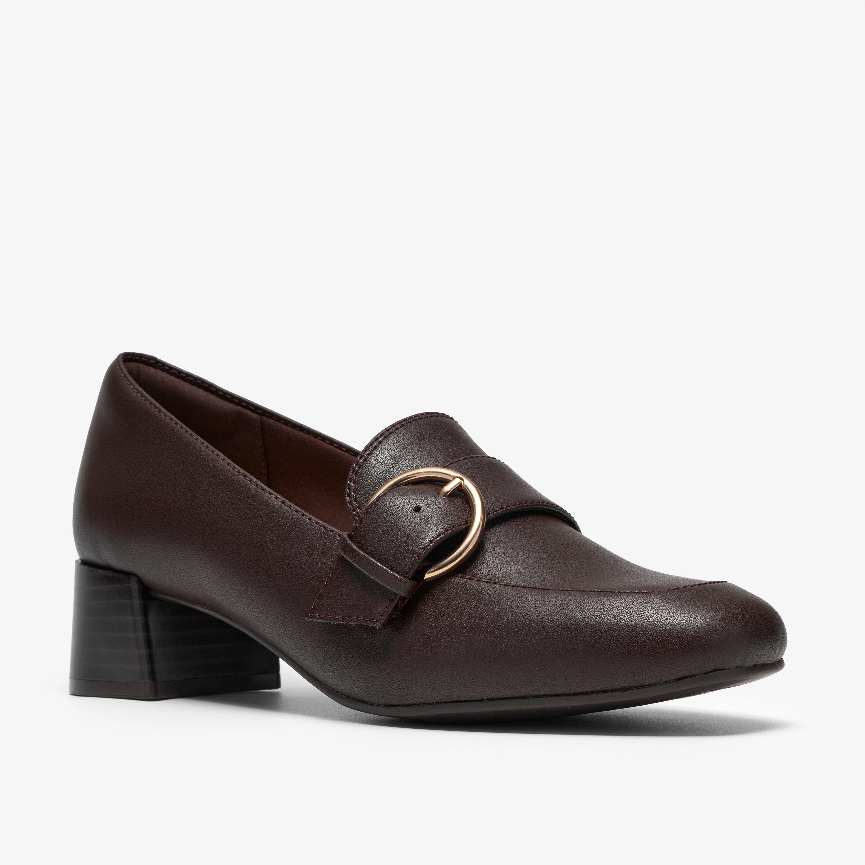 Iridessa Wish Dark Brown Heels Court Shoes Slip Ons, view 4 of 6