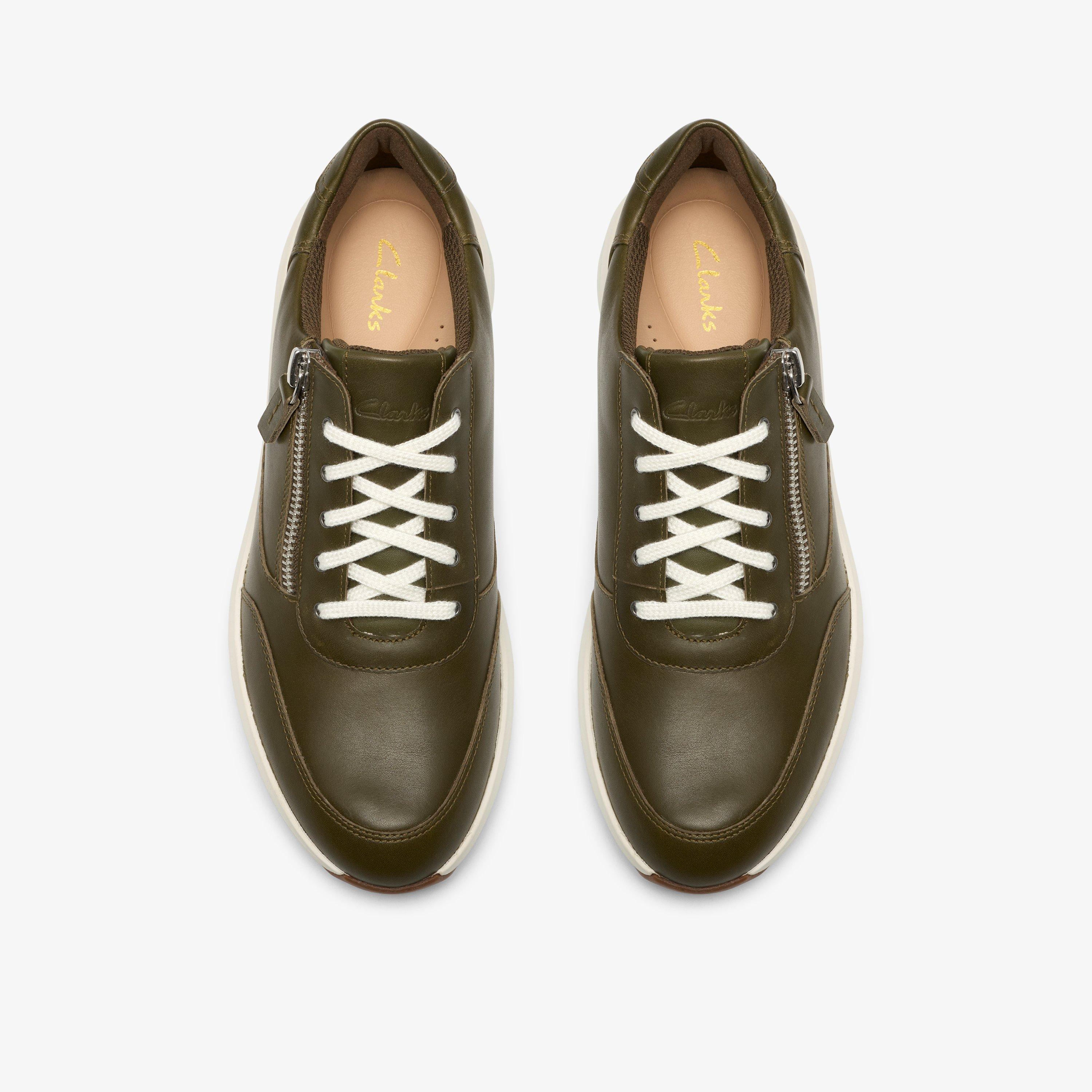 Un Rio Zip Olive Leather Trainers, view 6 of 6