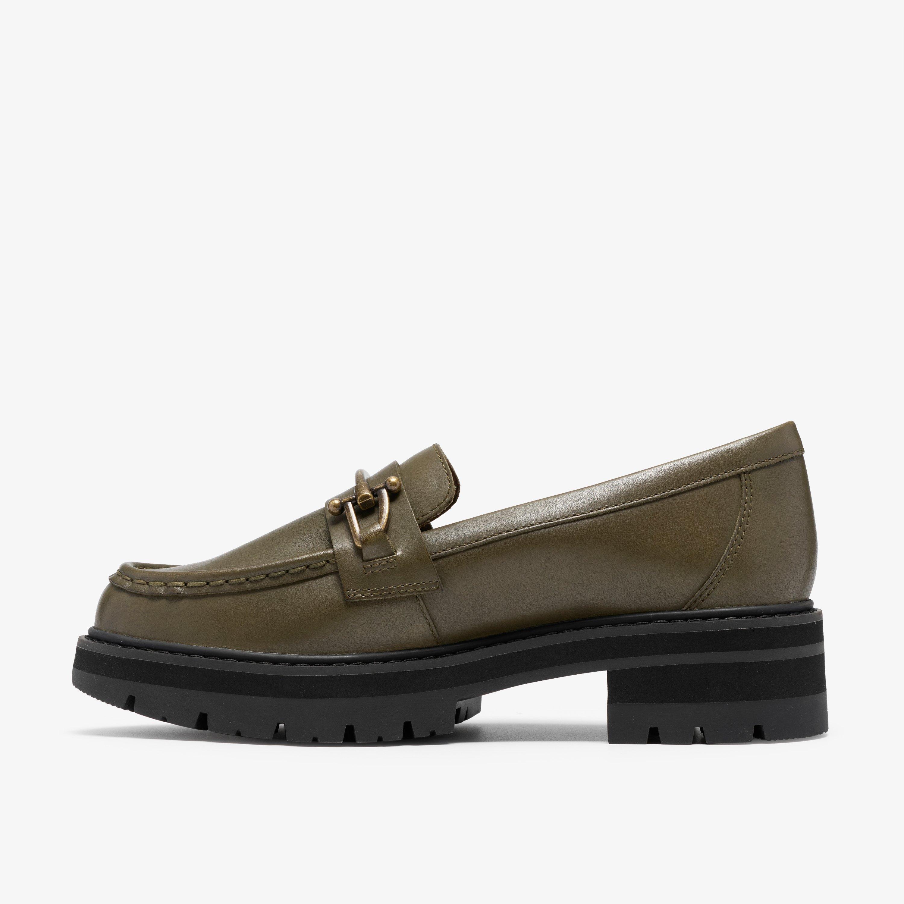 Orianna Bit Olive Leather Loafers, view 2 of 6