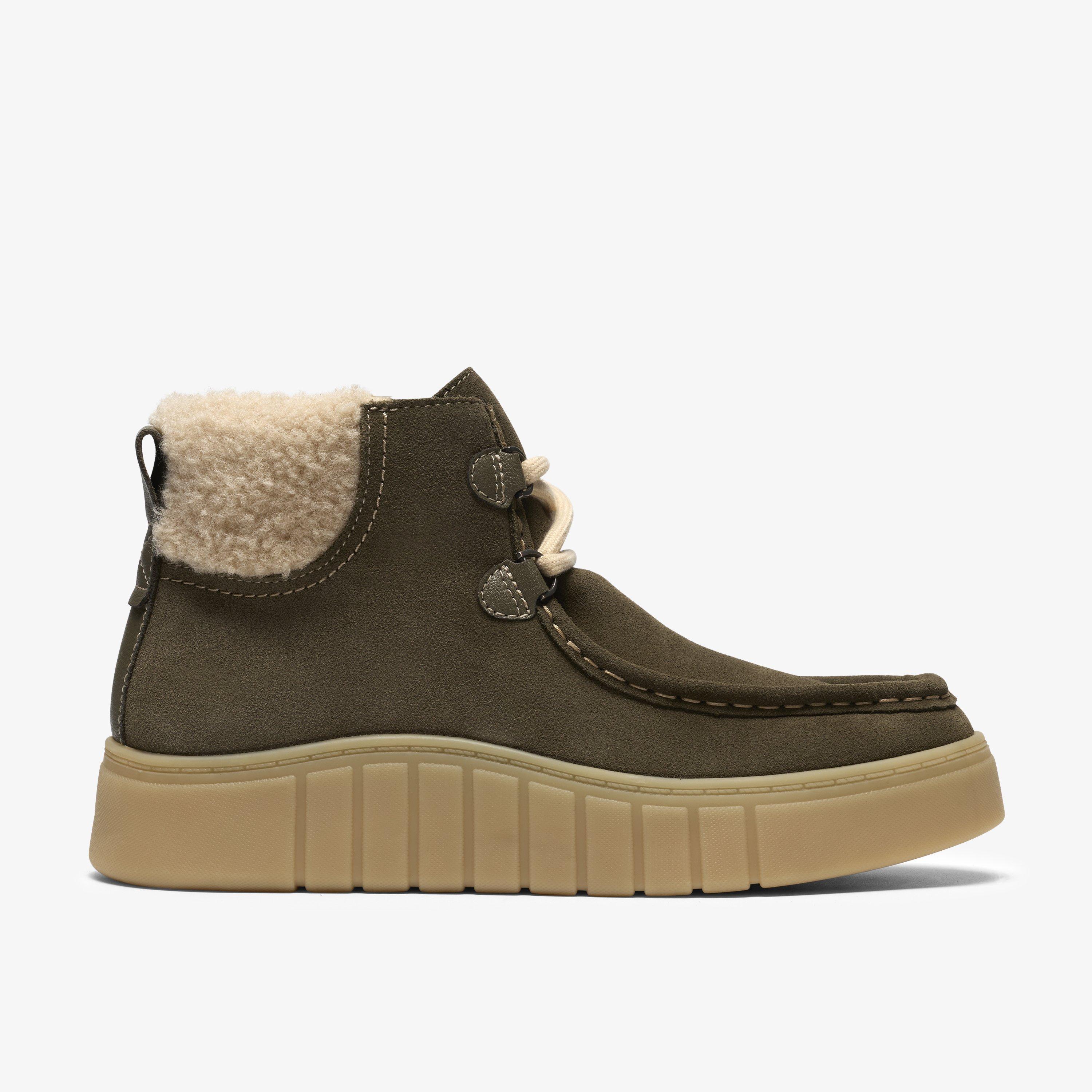 Mykah Ivy Dark Olive Suede Ankle Boots Lace Up, view 1 of 6