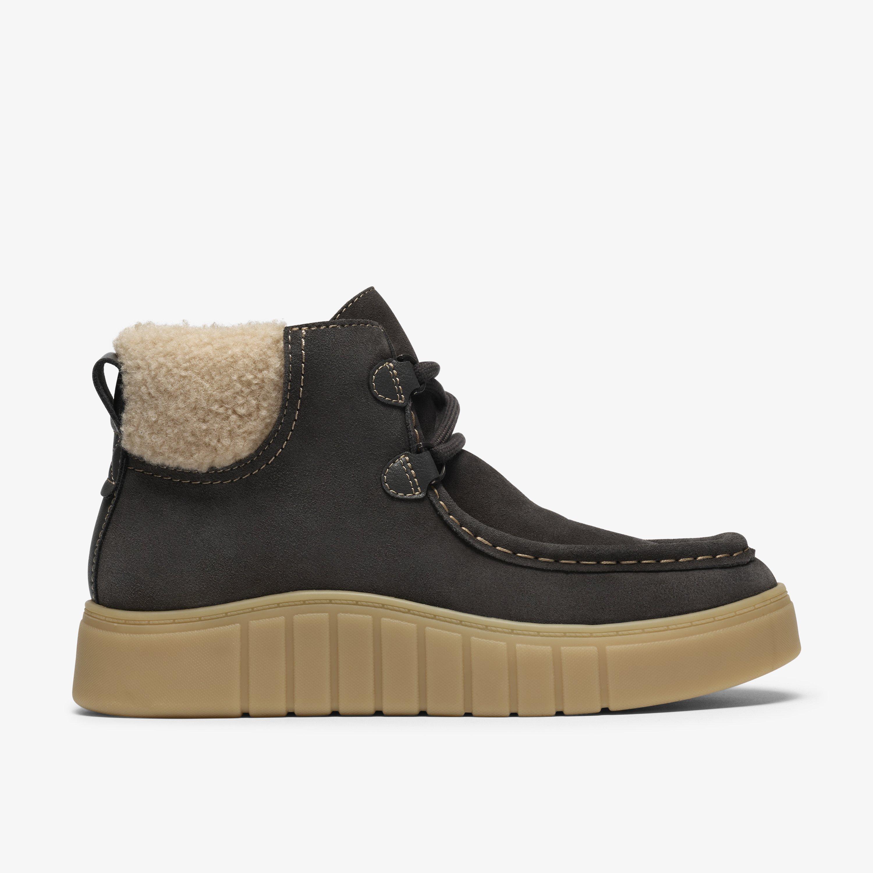 Mykah Ivy Dark Grey Suede Ankle Boots Lace Up, view 1 of 6