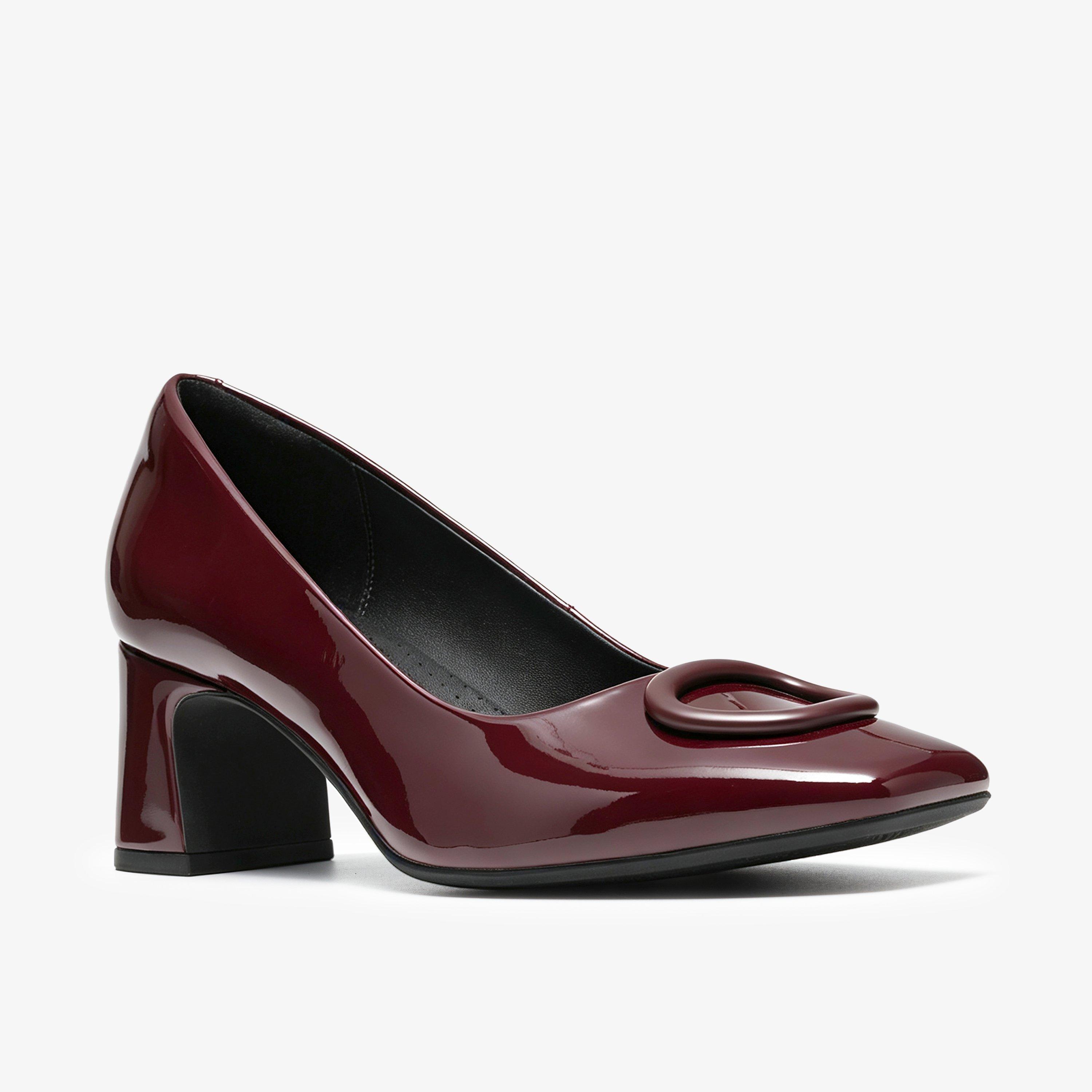 Fernie Lane Burgundy Patent Court Shoes Slip Ons Heels, view 4 of 6