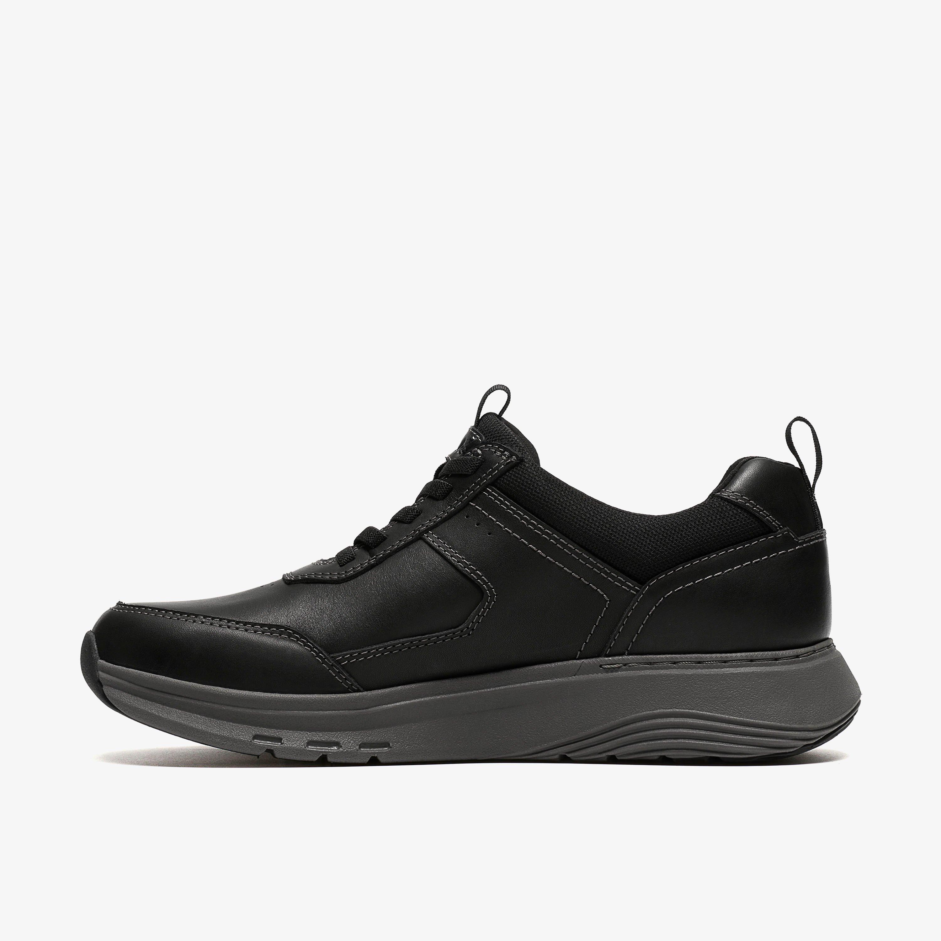 Motion Trek UP Black Smooth Trainers Lace Up, view 2 of 6