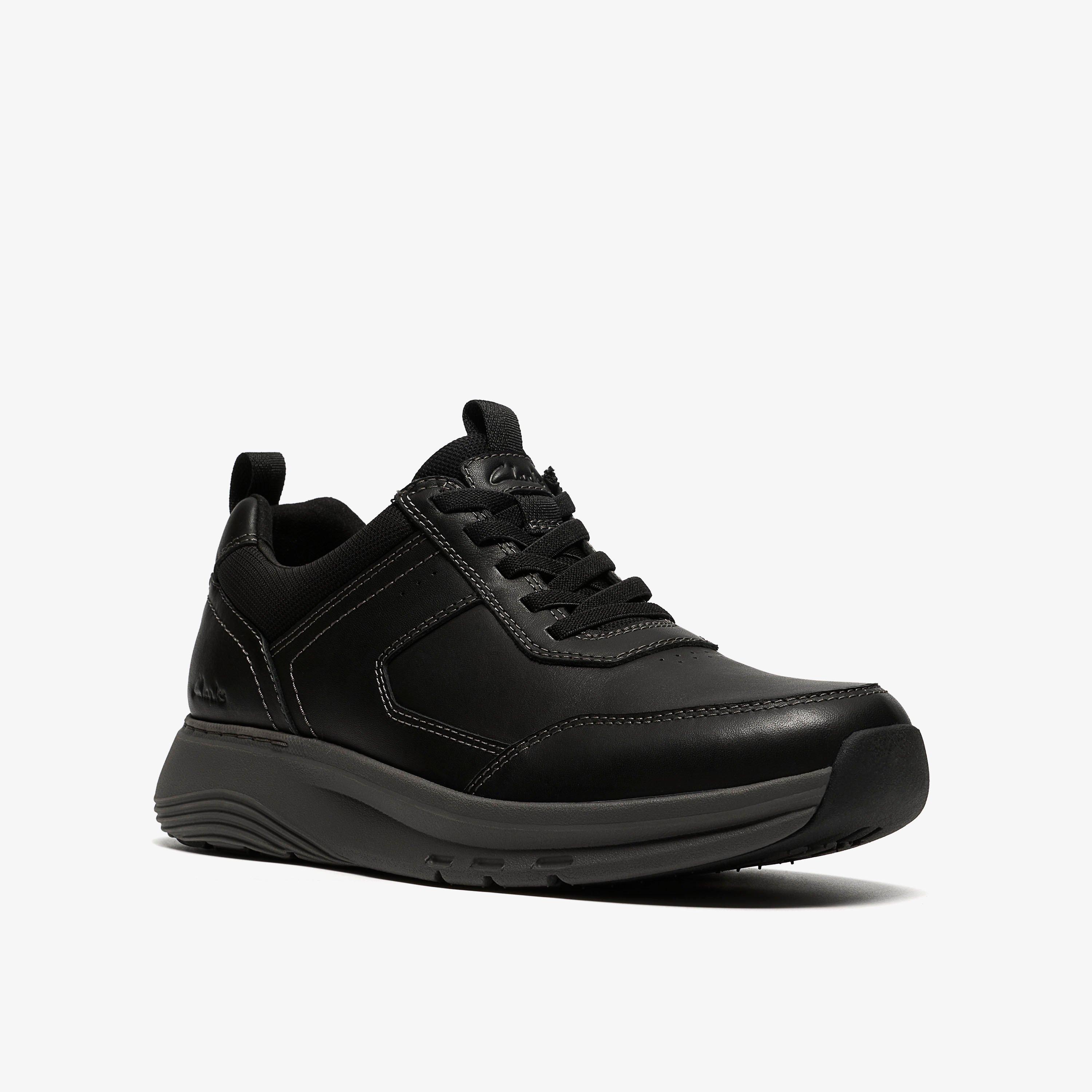 Motion Trek UP Black Smooth Trainers Lace Up, view 4 of 6