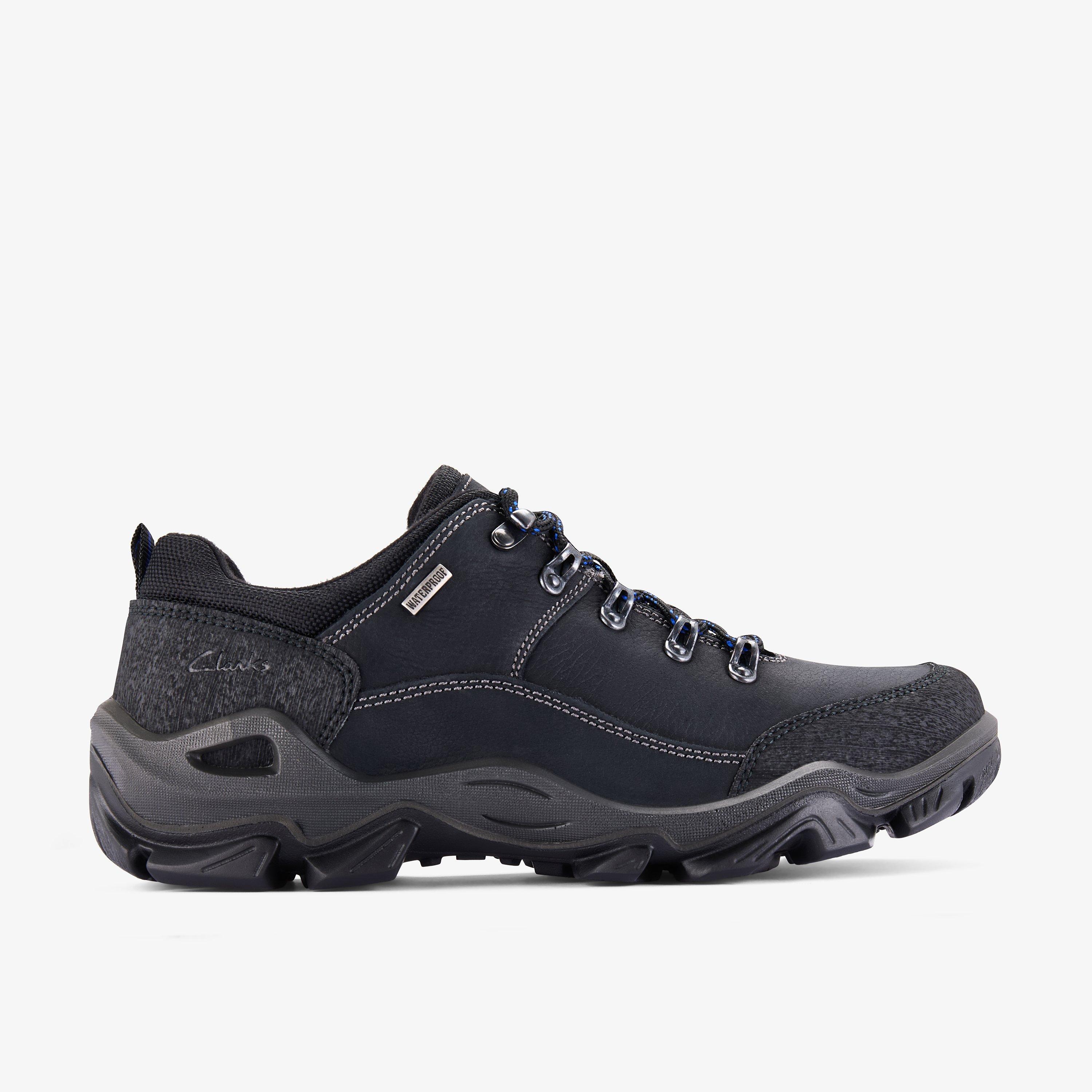 Winsham Lace Waterproof Black Leather Trainers Lace Up, view 1 of 6