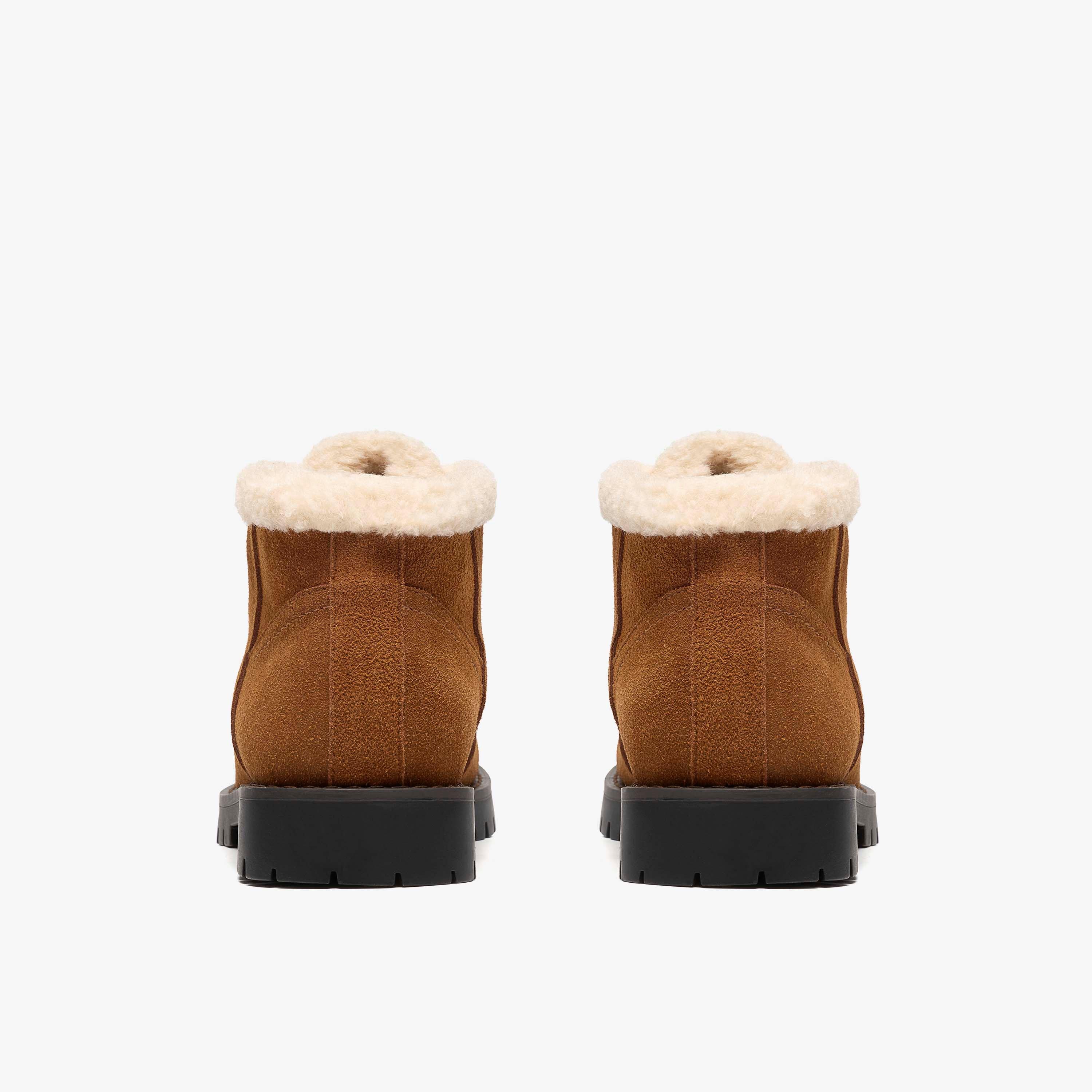 Velmere Bee Tan Warmlined Suede Ankle Boots Lace Up, view 5 of 6