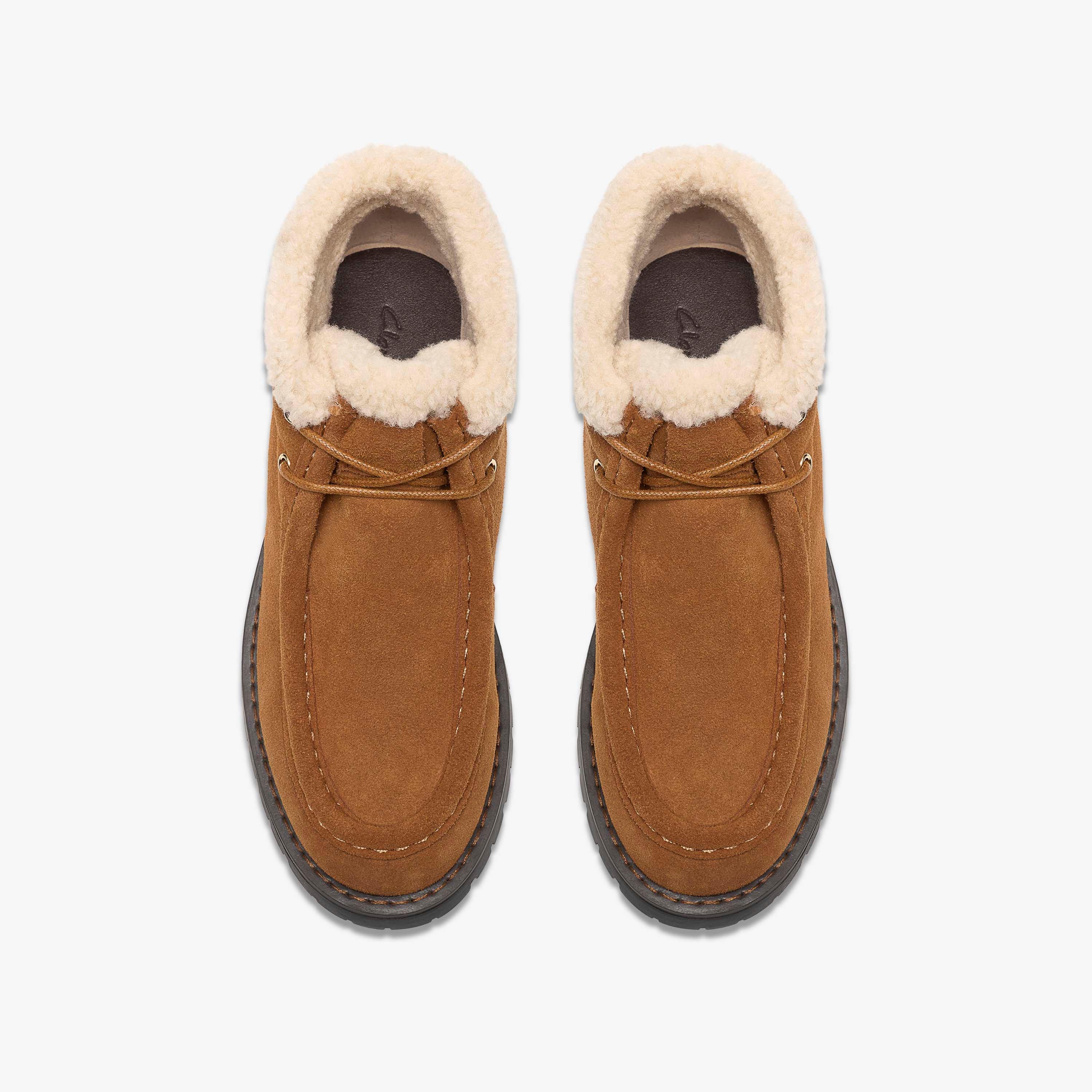 Velmere Bee Tan Warmlined Suede Ankle Boots Lace Up, view 6 of 6
