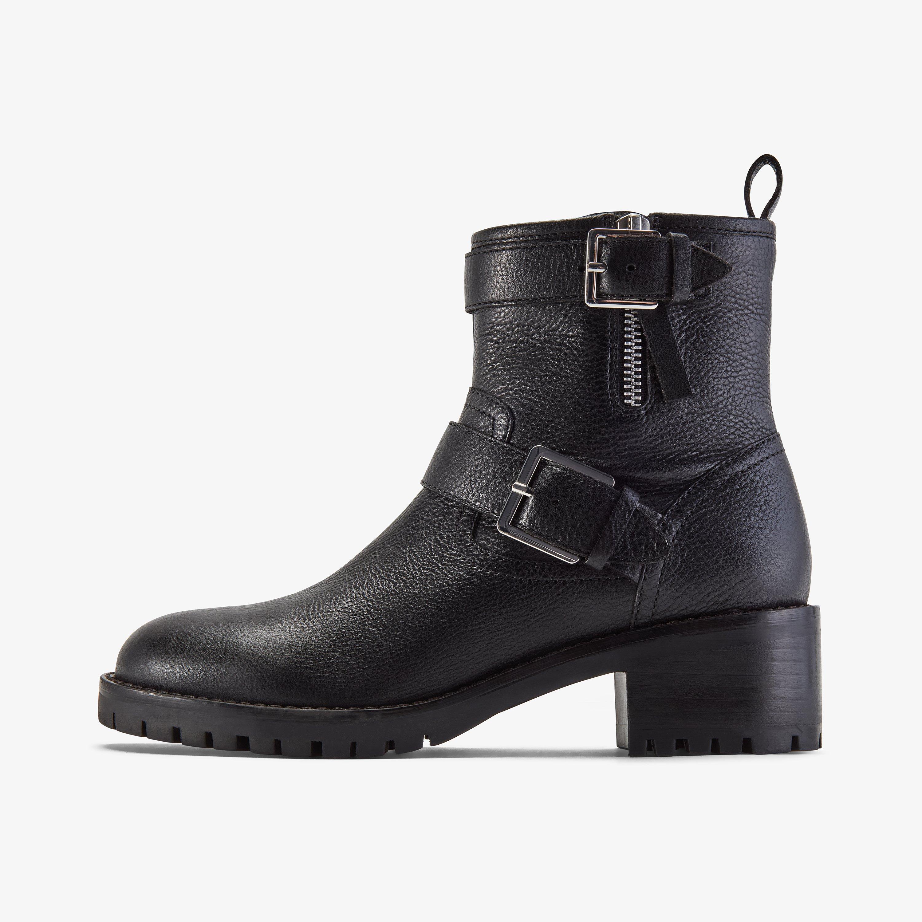 Balerno Bay Black Leather Ankle Boots, view 2 of 6