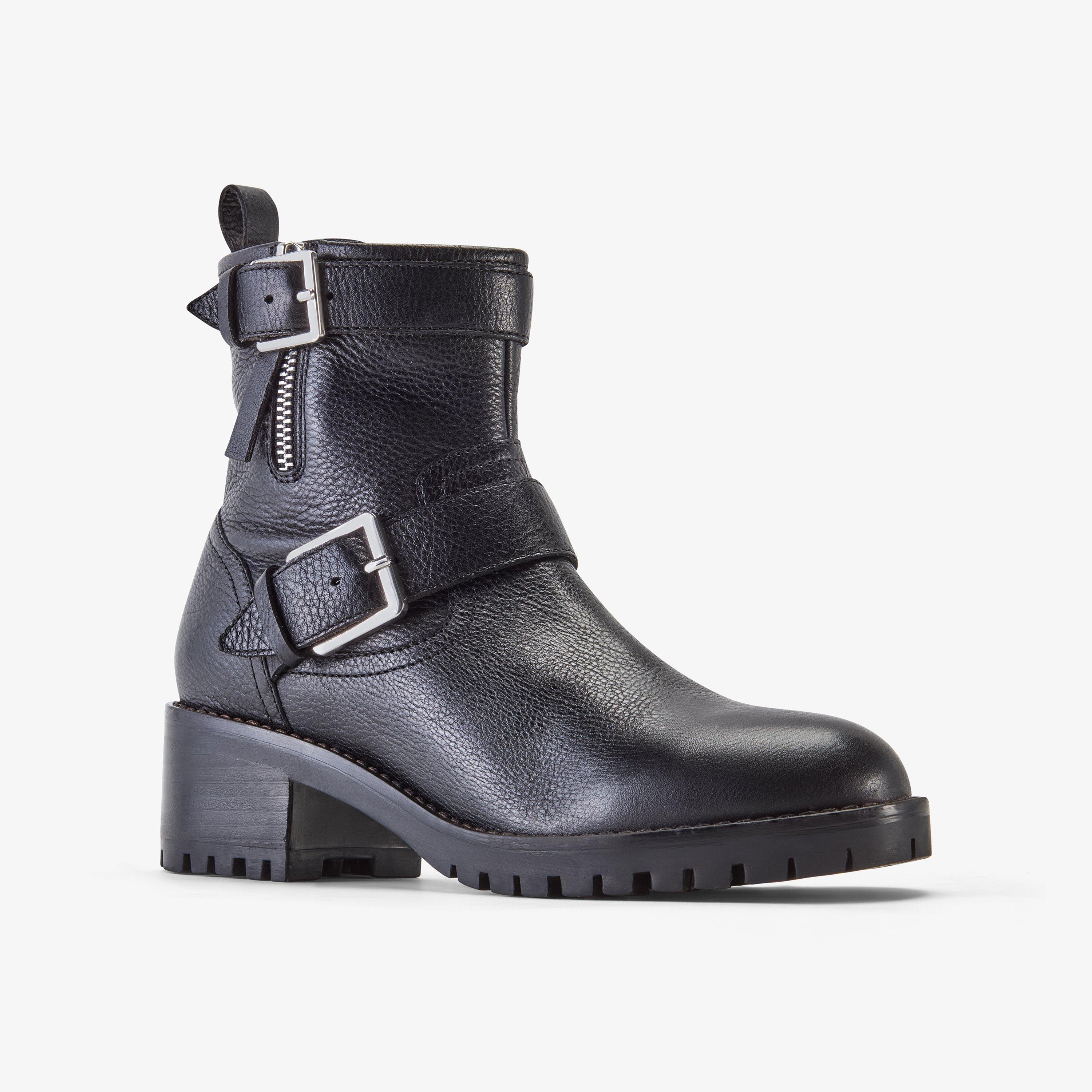Balerno Bay Black Leather Ankle Boots, view 4 of 6