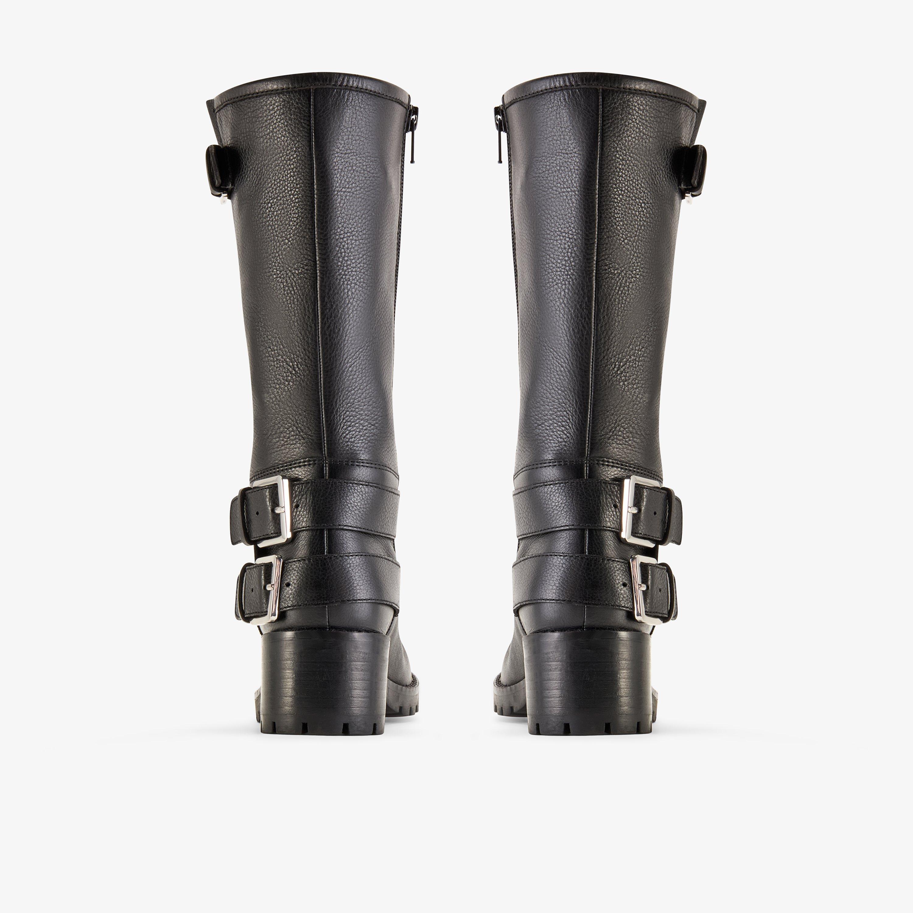 Balerno Mid Black Leather Mid Calf Boots, view 5 of 6