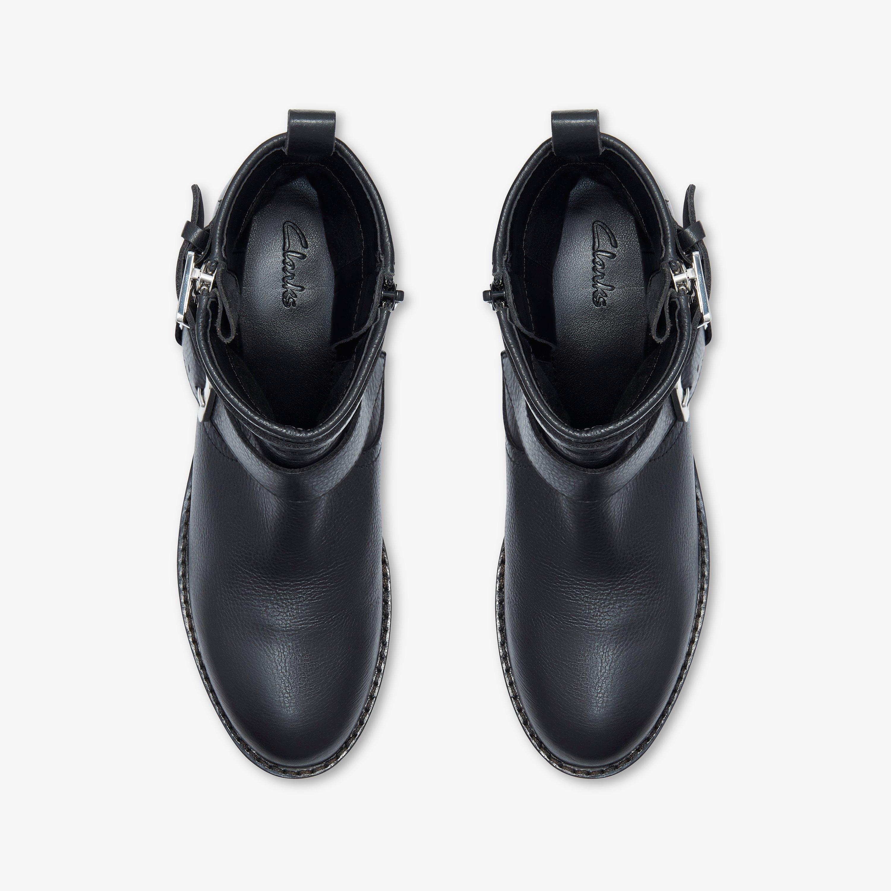 Balerno Mid Black Leather Mid Calf Boots, view 6 of 6