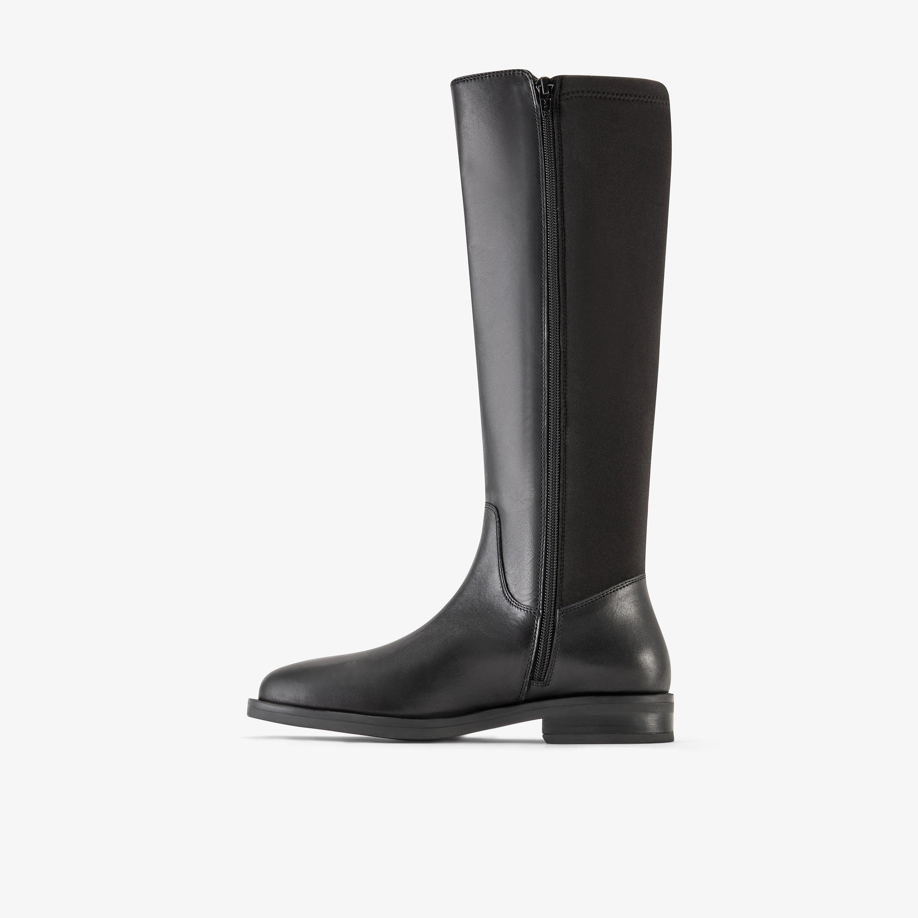 Caddy Stretch Black Leather Knee High Boots, view 2 of 6