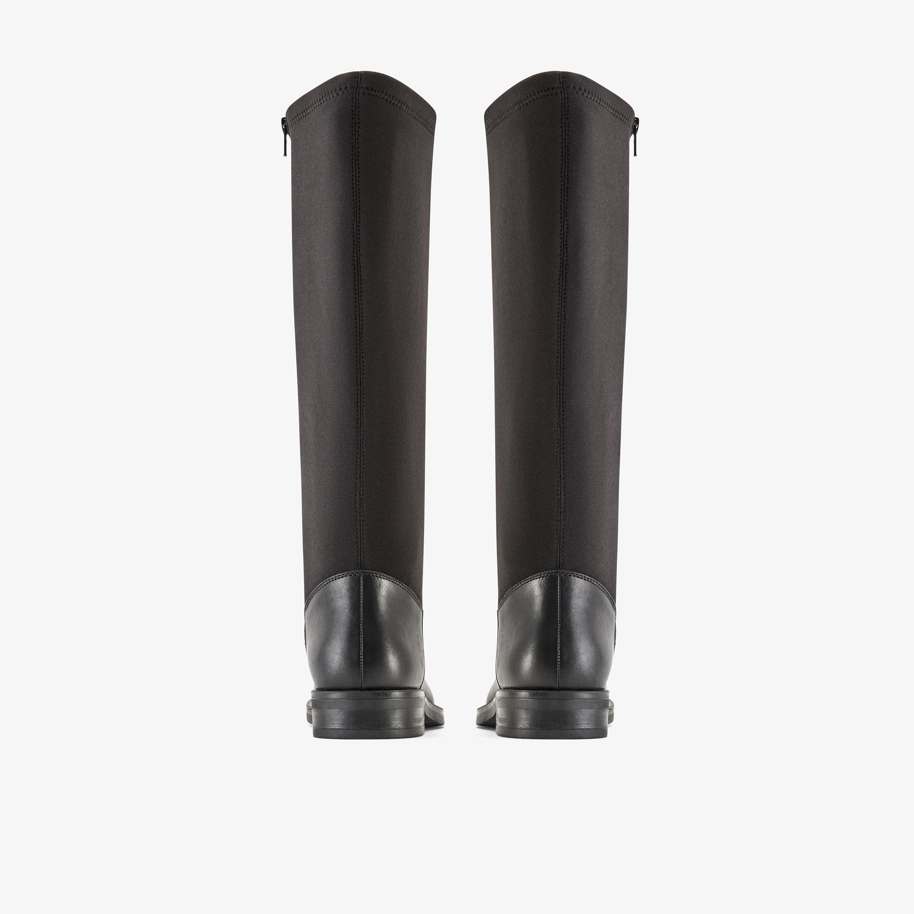 Caddy Stretch Black Leather Knee High Boots, view 5 of 6