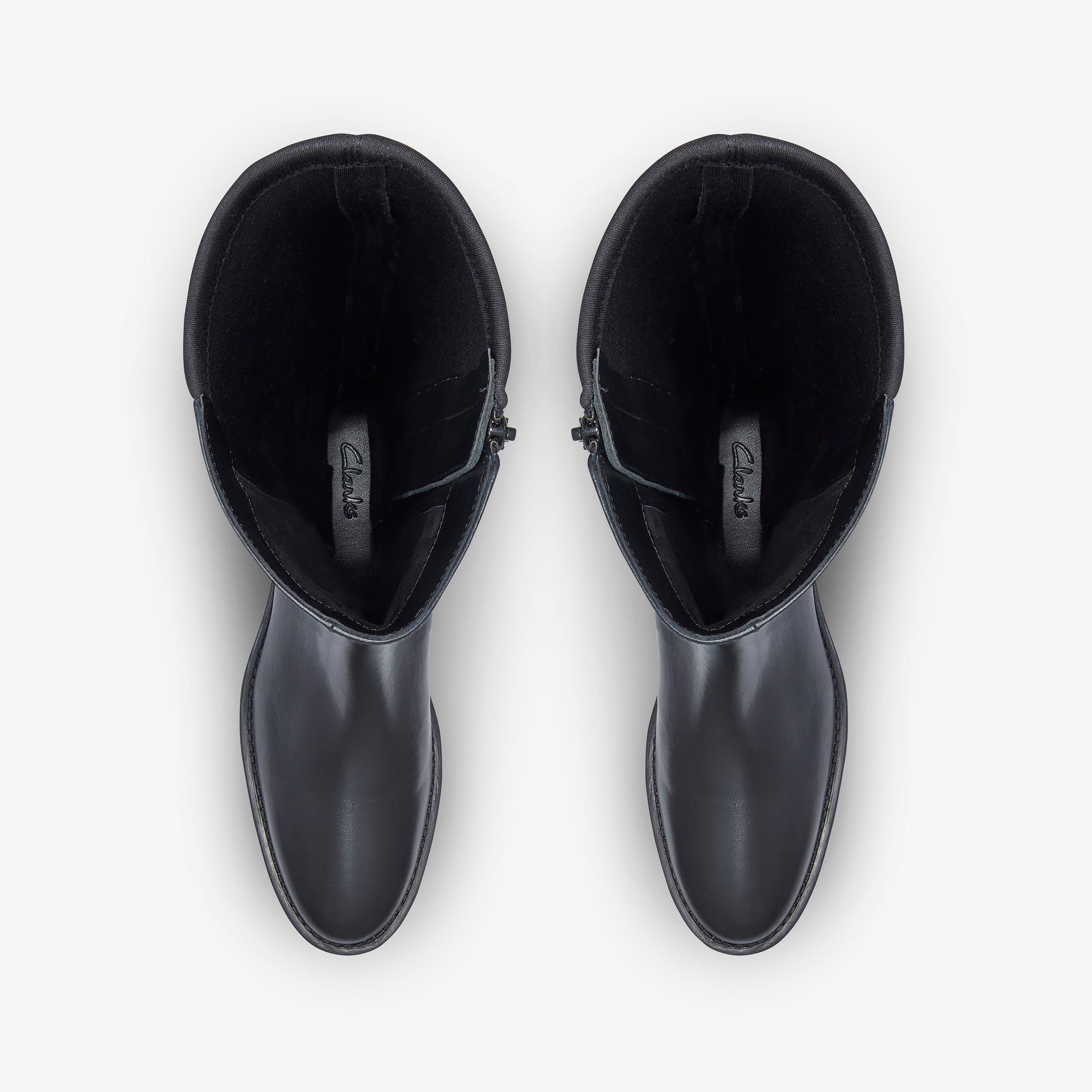 Caddy Stretch Black Leather Knee High Boots, view 6 of 6