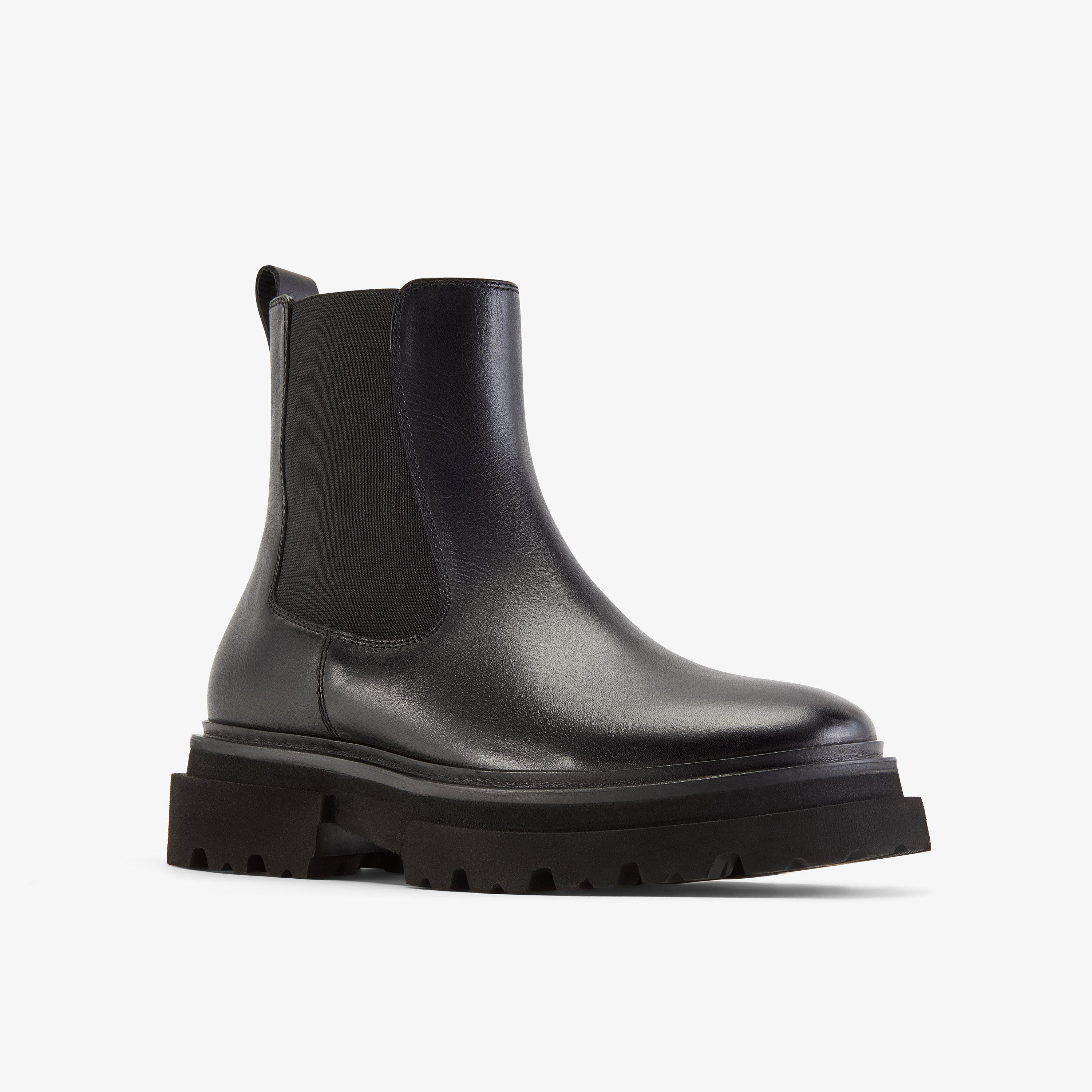Lidari Top Black Hi Shine Leather Ankle Boots Chelsea Boots, view 4 of 6