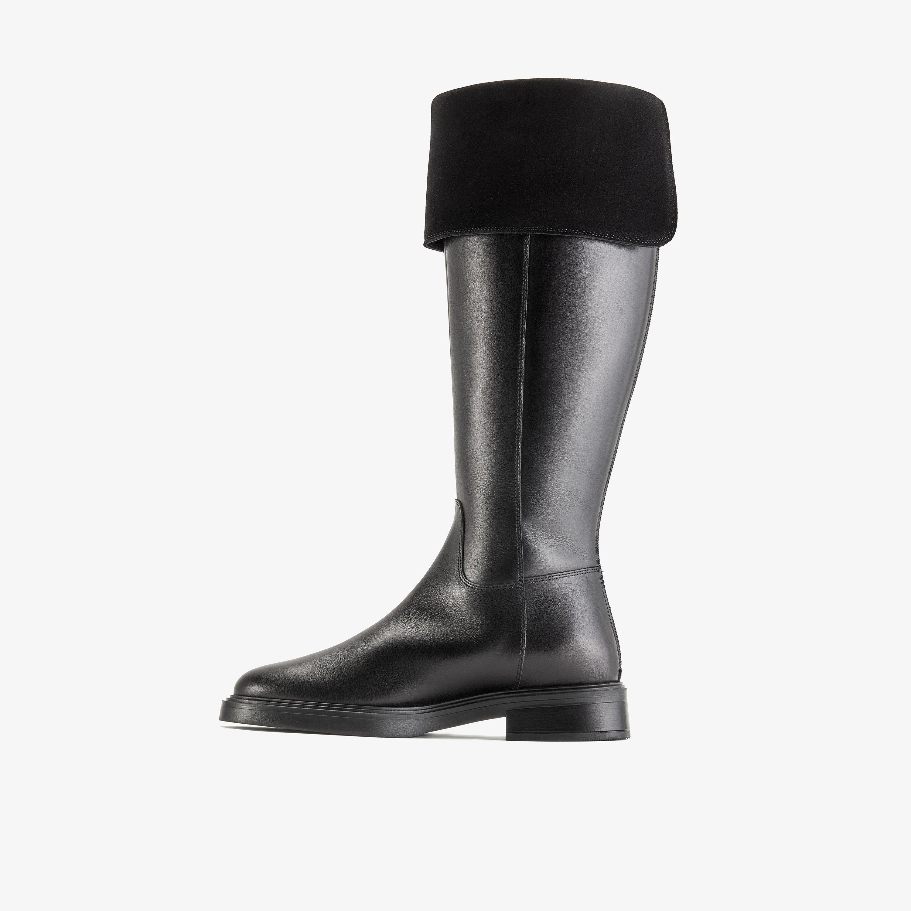 Kirelle Cuff Black Leather Knee High Boots, view 2 of 6
