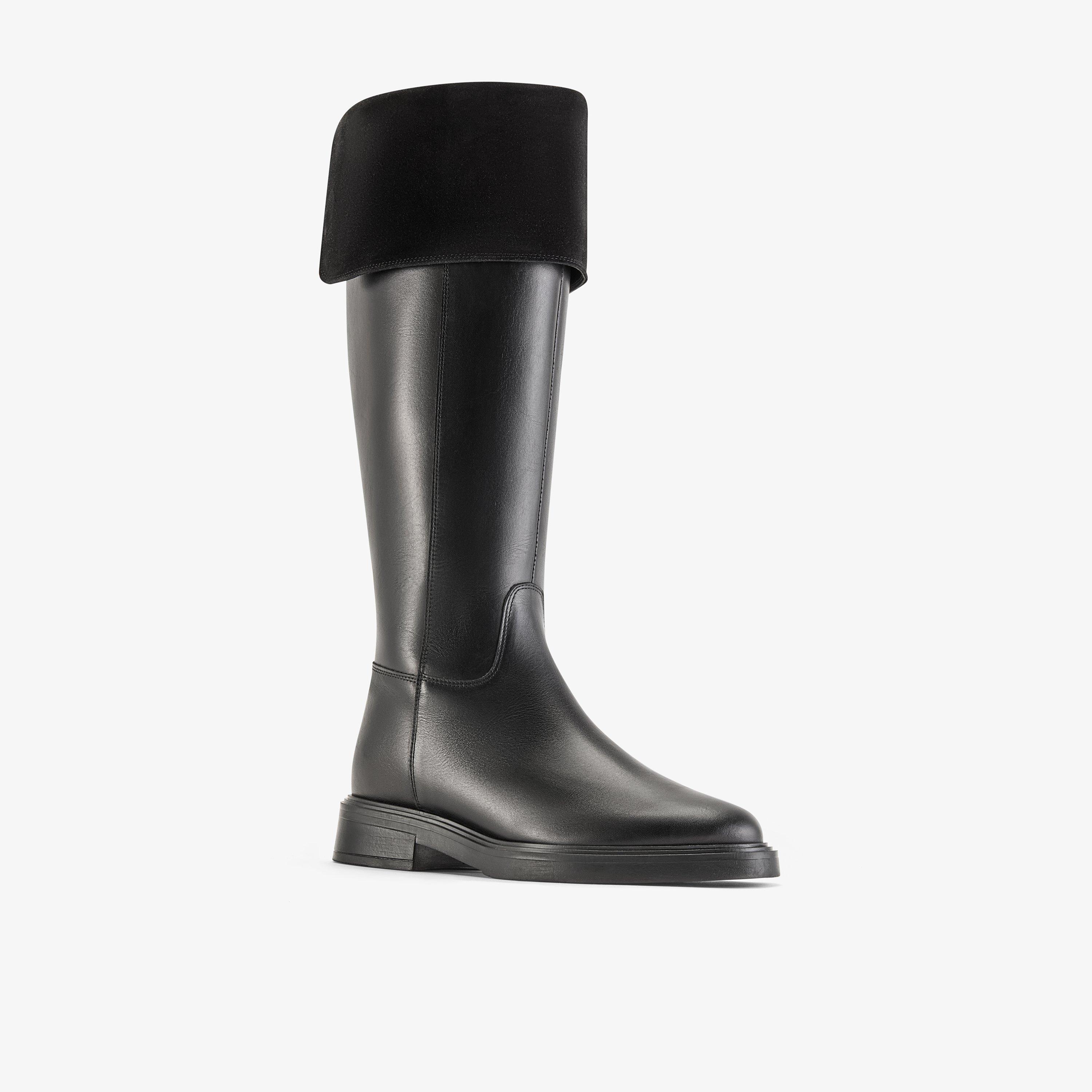 Kirelle Cuff Black Leather Knee High Boots, view 4 of 6