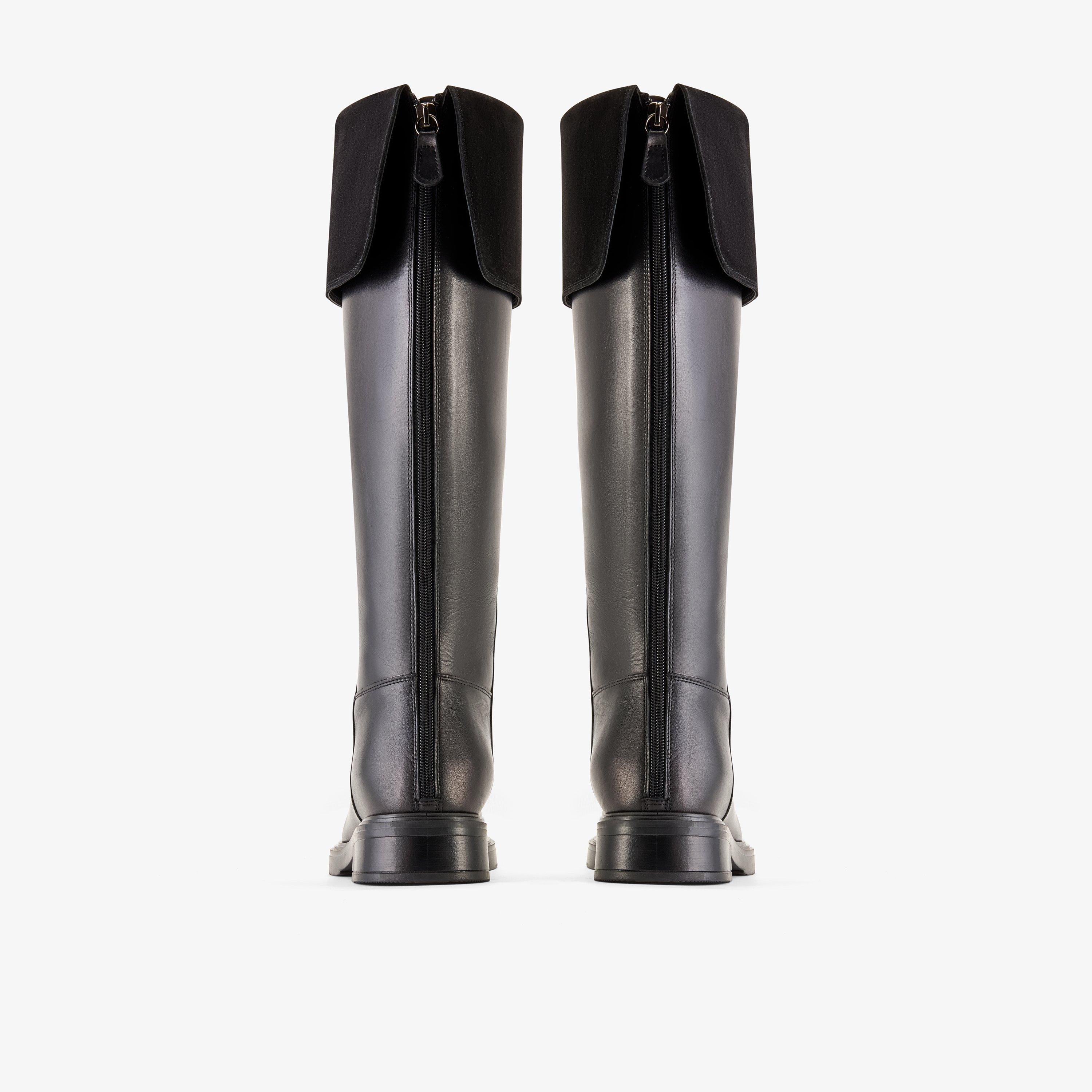 Kirelle Cuff Black Leather Knee High Boots, view 5 of 6