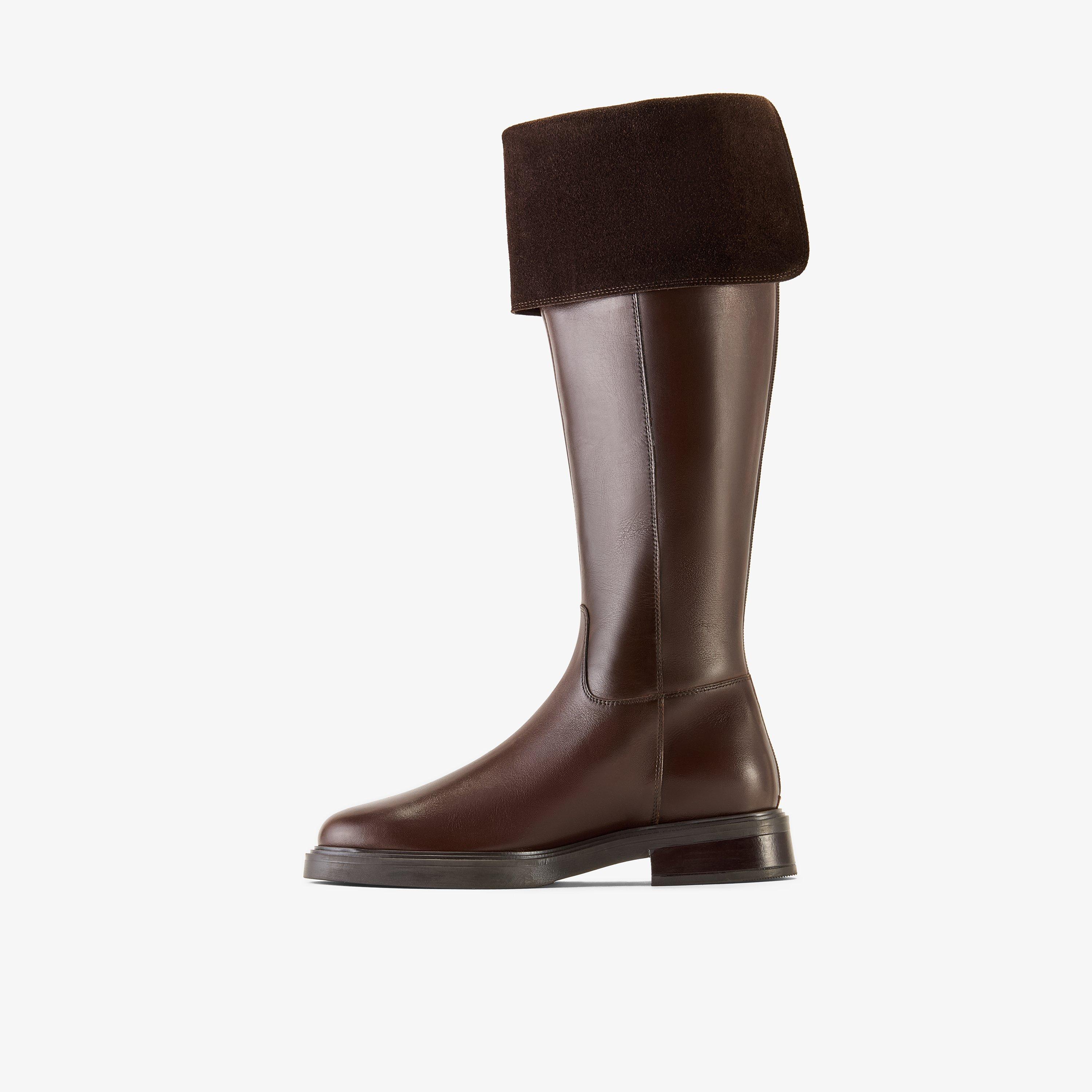 Kirelle Cuff Brown Leather Knee High Boots, view 2 of 6