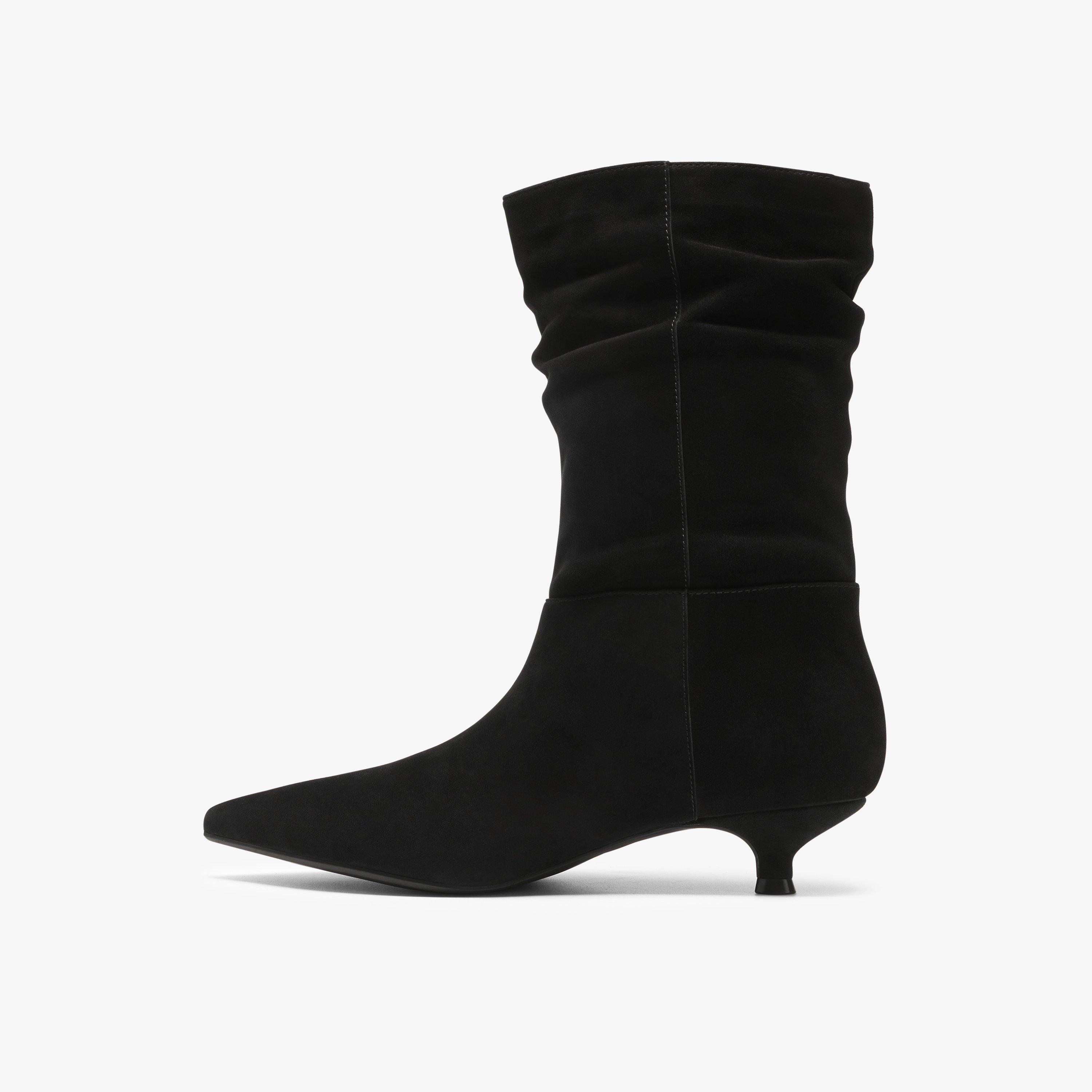 Pisa Slouch Black Suede Ankle Boots, view 2 of 6