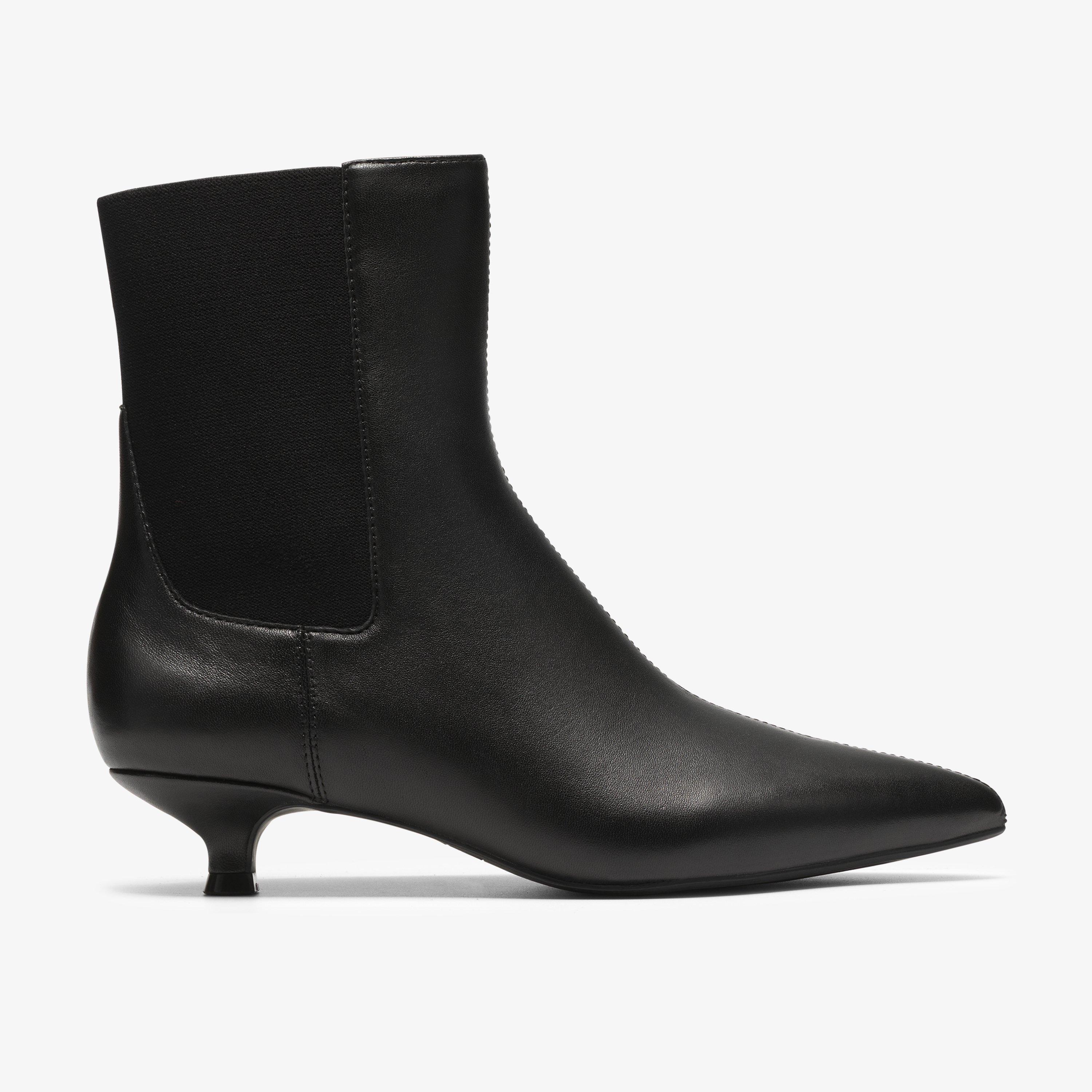 Pisa Top Black Leather Mid Calf Boots, view 1 of 6