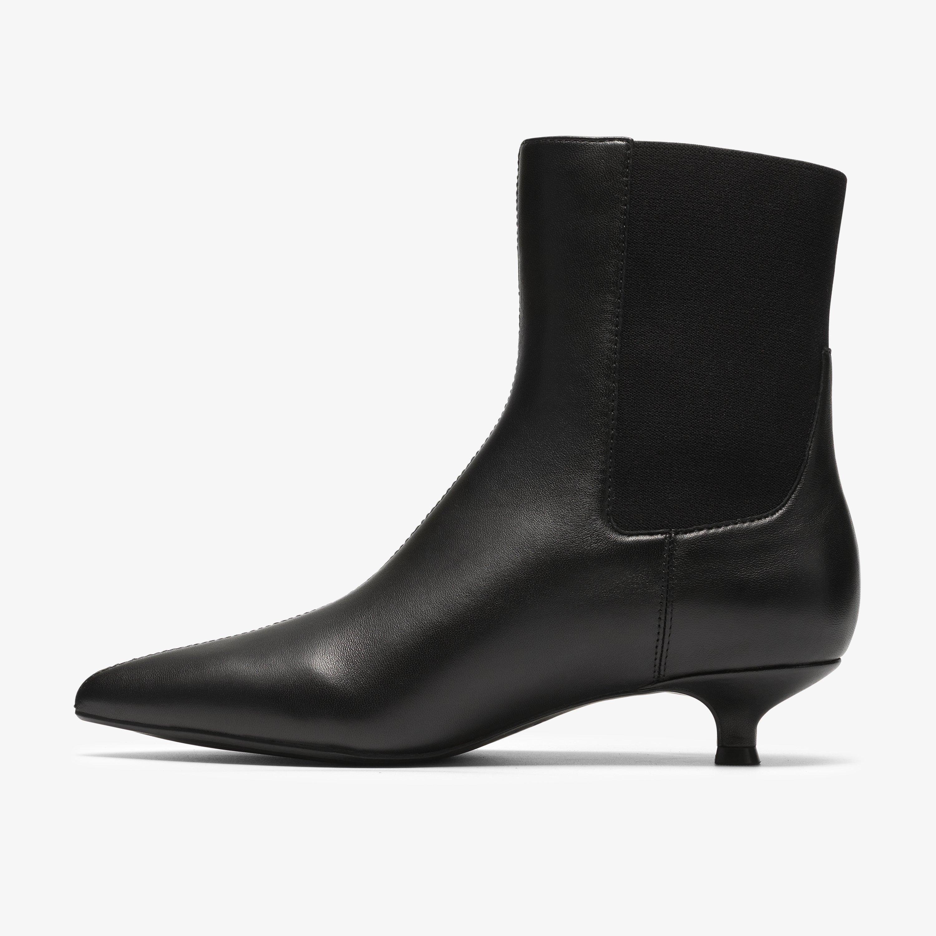 Pisa Top Black Leather Mid Calf Boots, view 2 of 6
