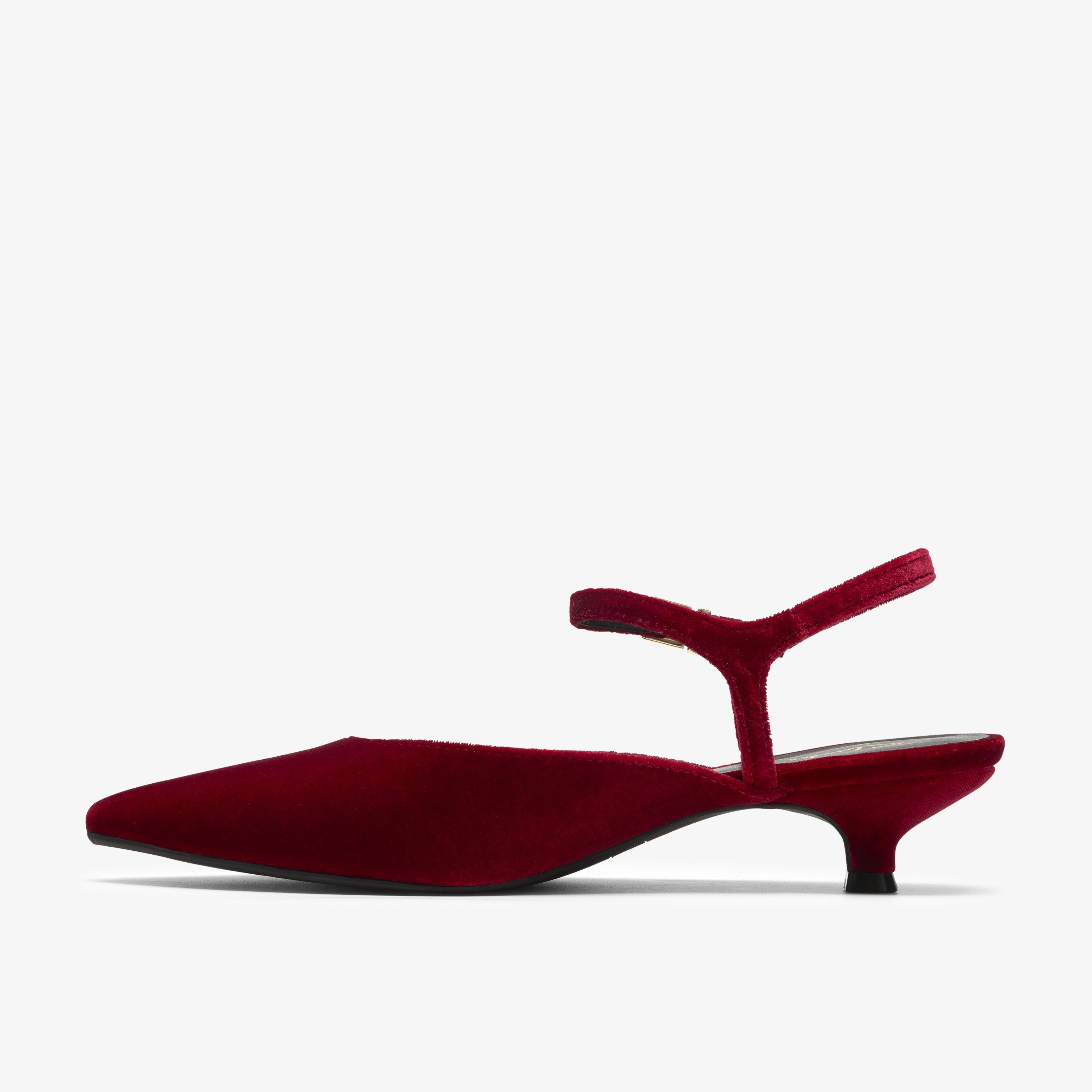 Pisa Strap Red Velvet Sling Back, view 2 of 6