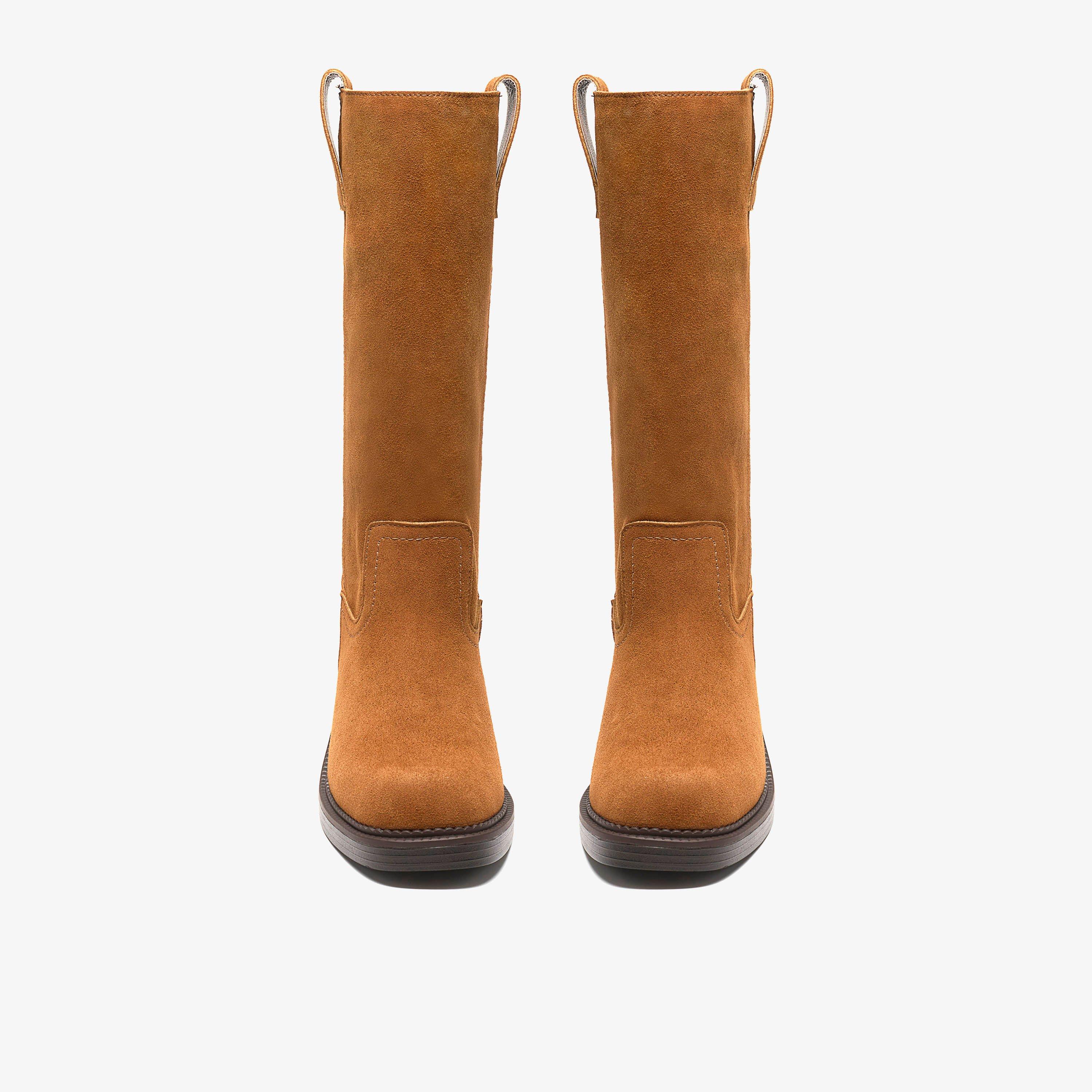 Delfini Ranch Tan Suede Mid Calf Boots, view 6 of 6