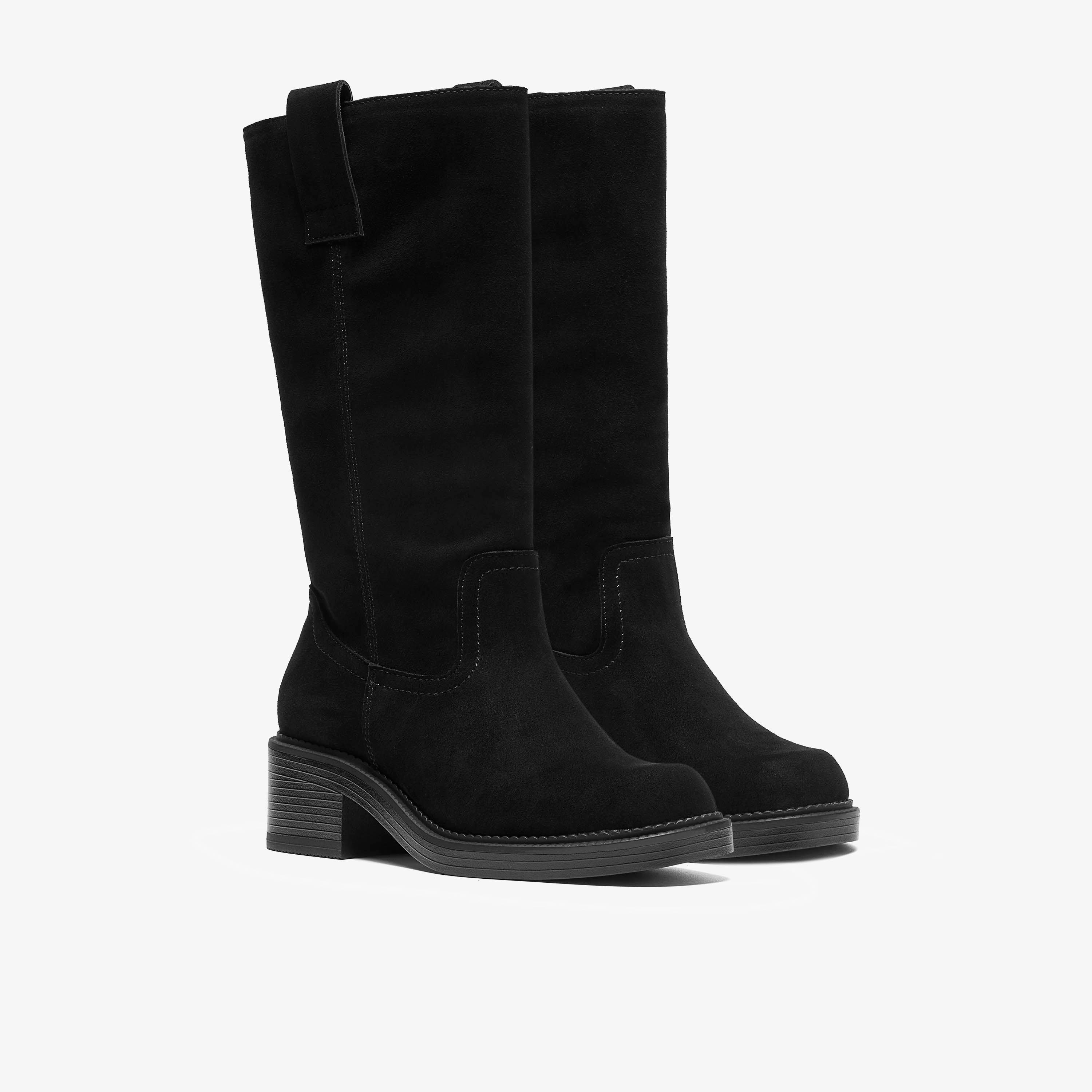 Delfini Ranch Black Suede Mid Calf Boots, view 4 of 6