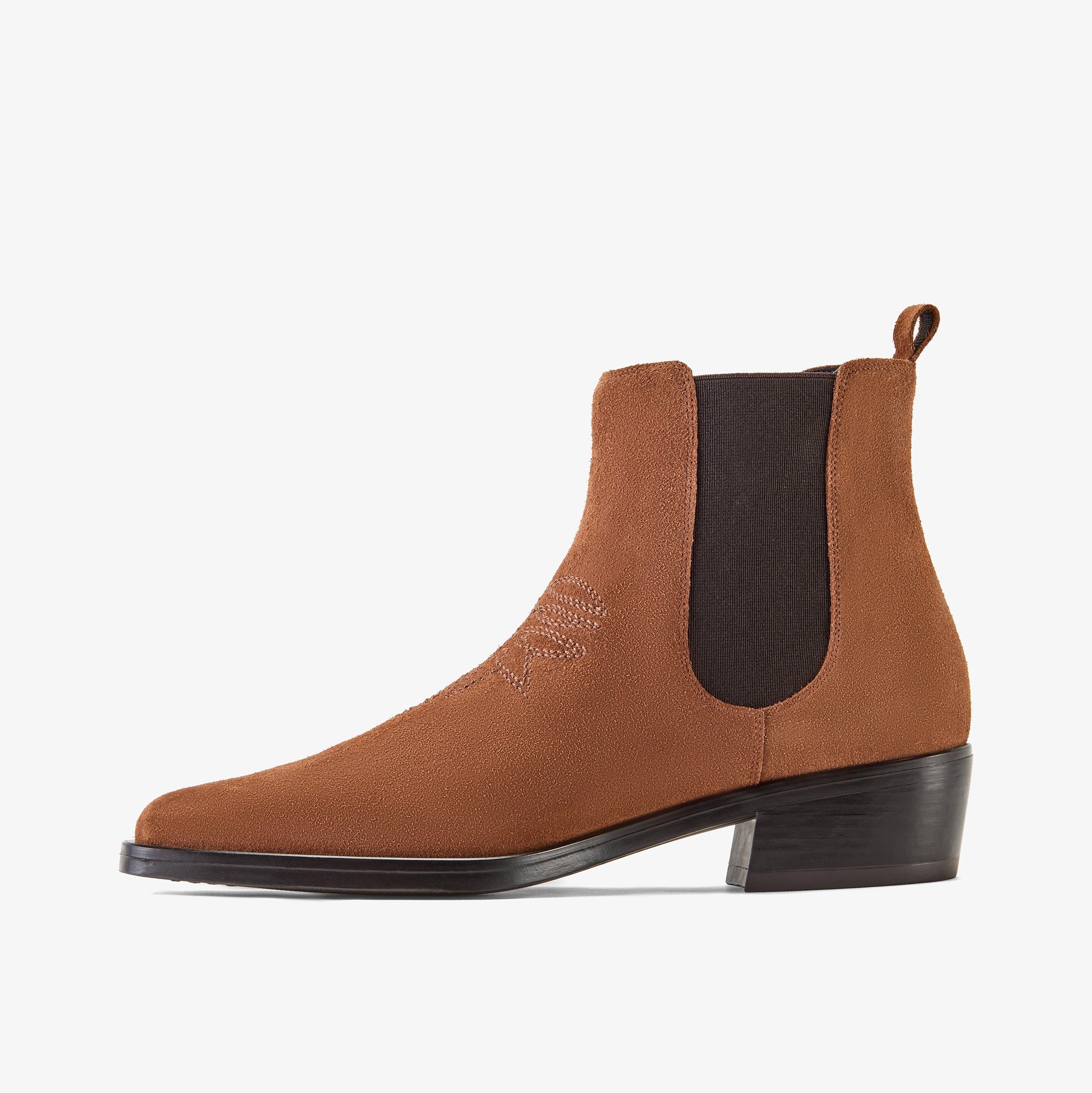 Kitara West   Tan Suede Botki Buty Chelsea, view 2 of 5