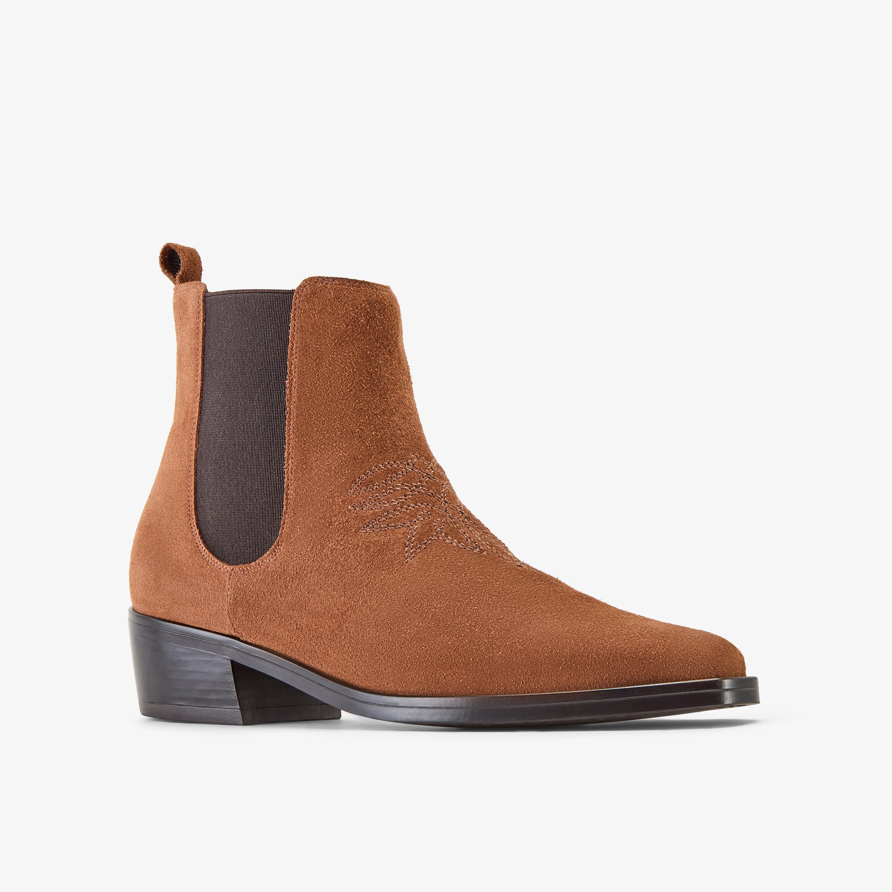 Kitara West   Tan Suede Botki Buty Chelsea, view 4 of 5
